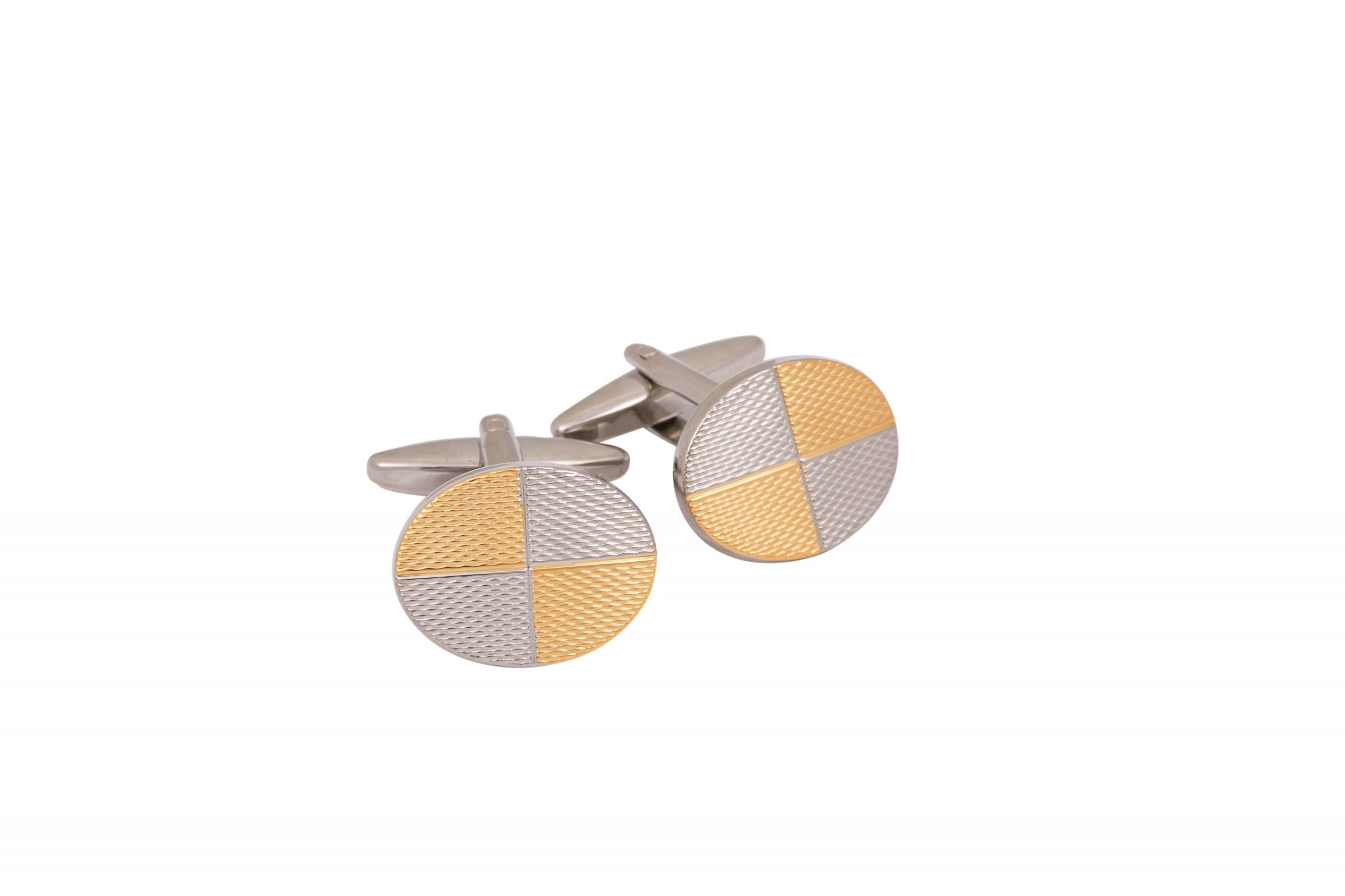 Rhodium & Gold Plated Oval Cufflinks