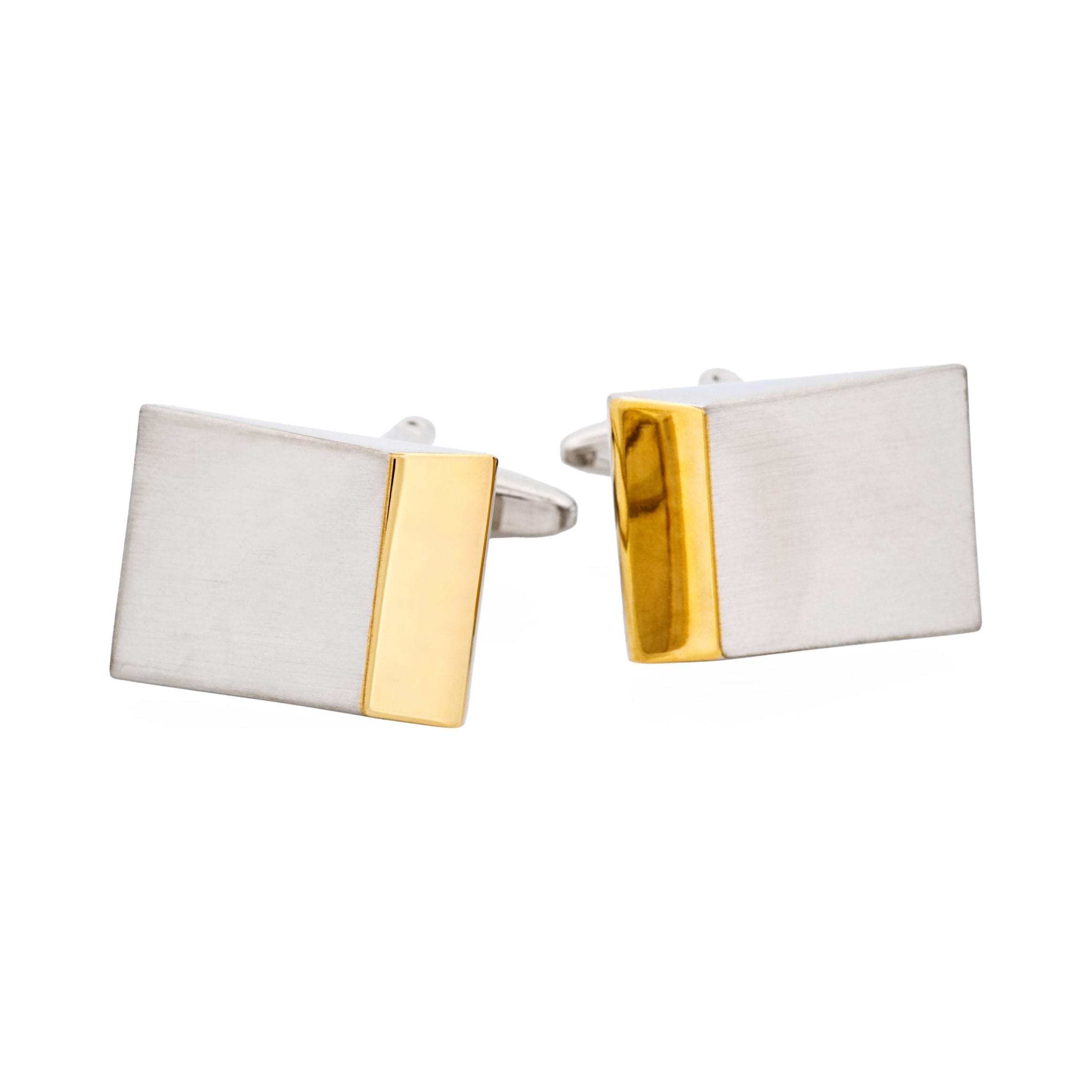 Brushed Rhodium & Gold Wedge Shape Plated Cuffinks