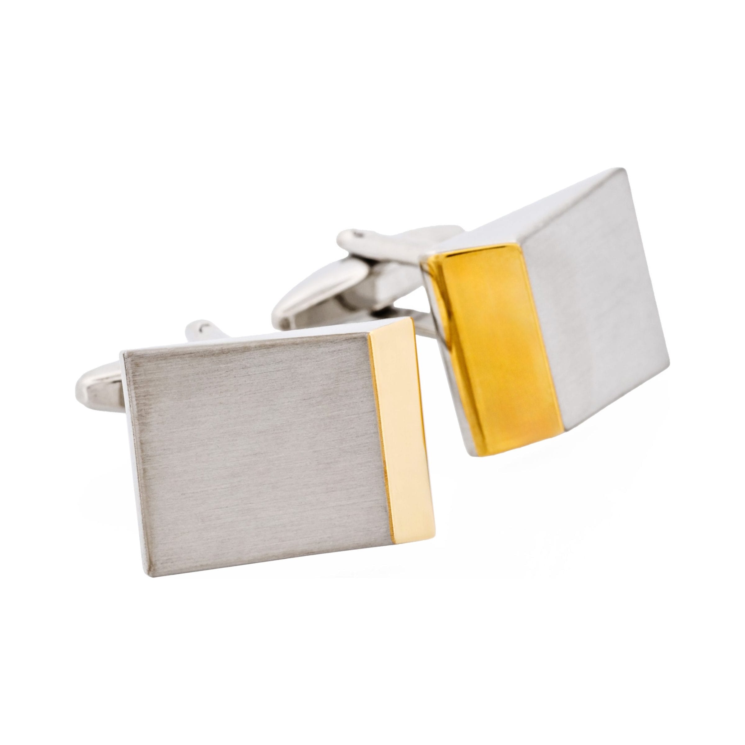 Brushed Rhodium & Gold Wedge Shape Plated Cuffinks