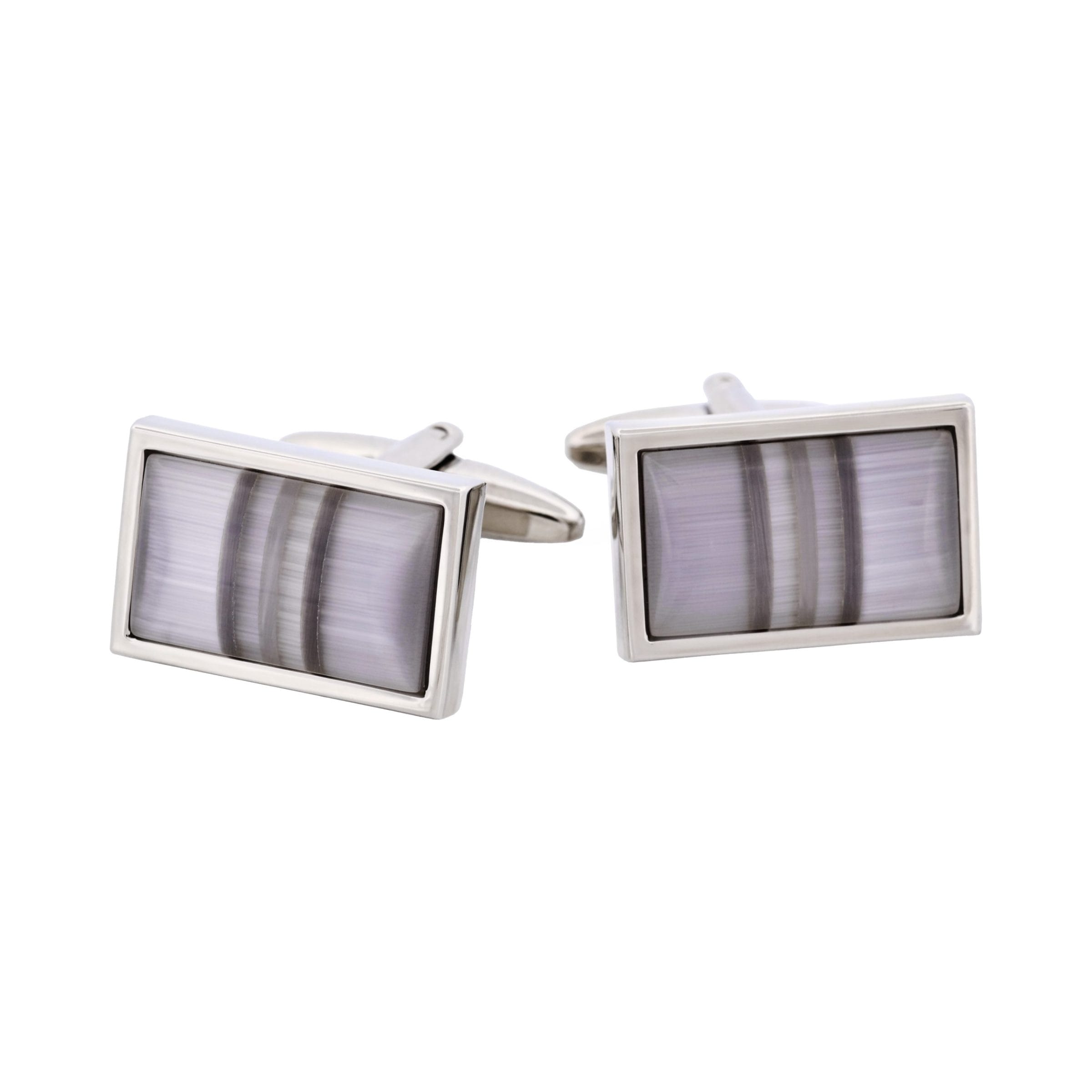Multi Coloured Grey Striped Cat's Eye Cufflinks