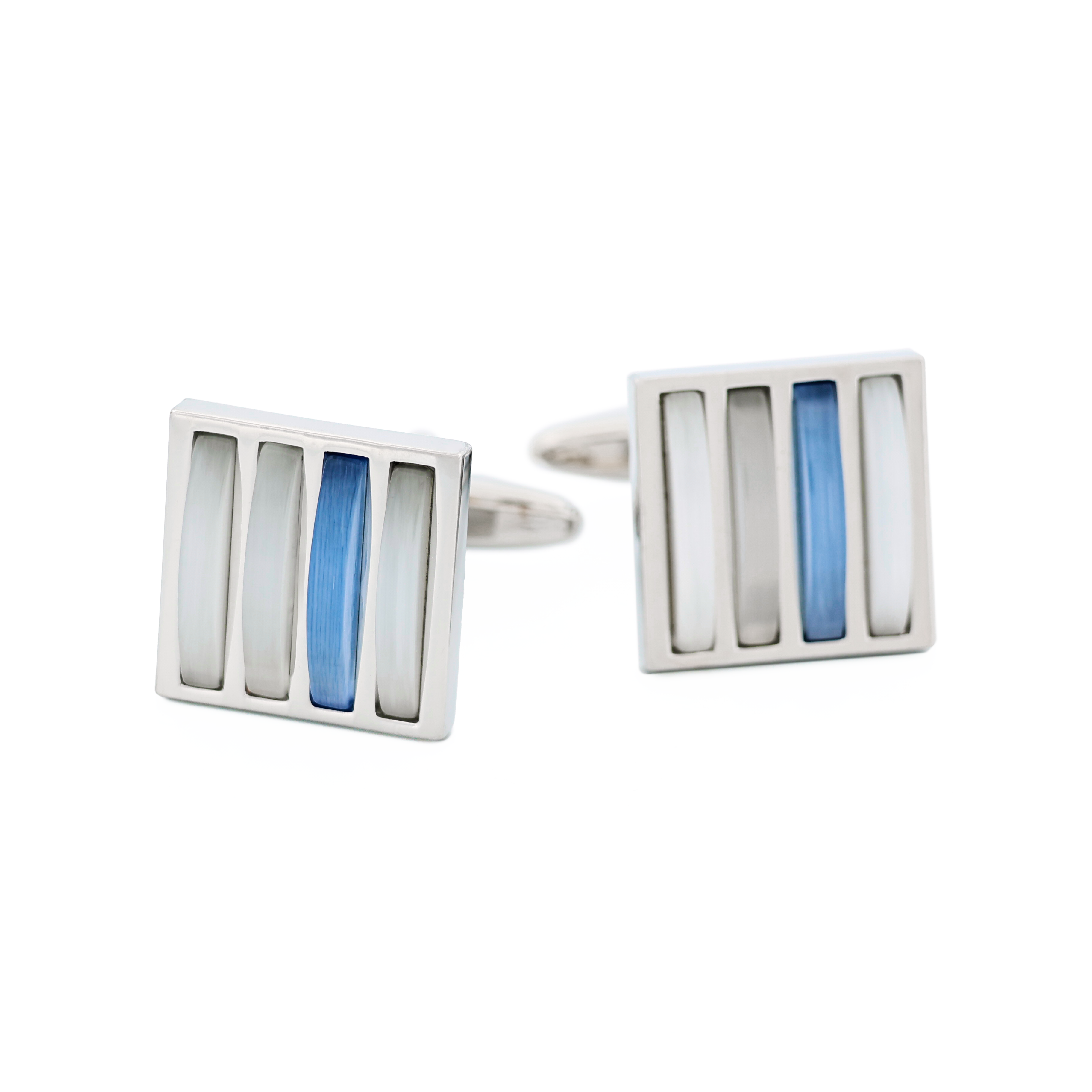 White & Blue Cat's Eye Cufflinks