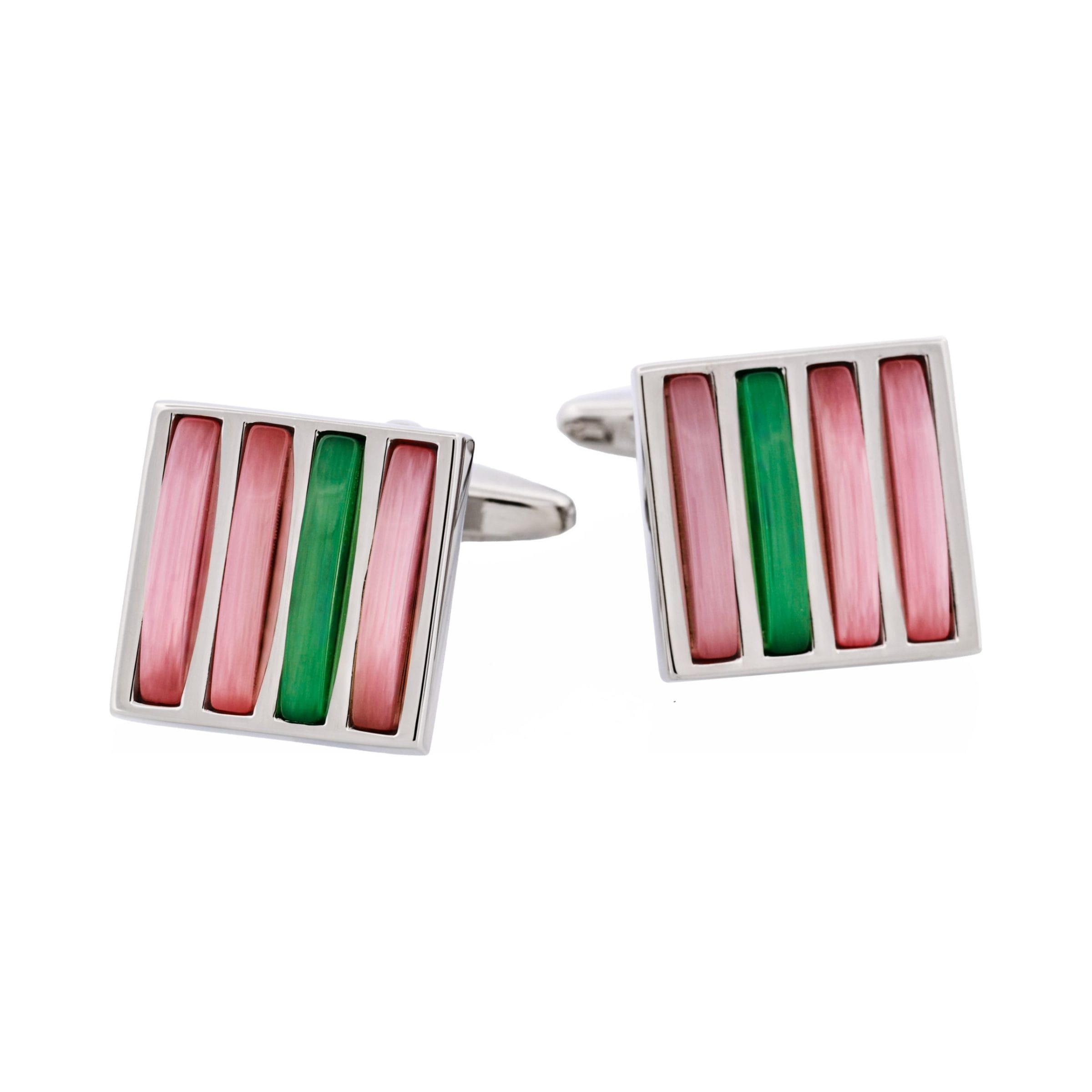 Purple & Green Cat's Eye Striped Cufflinks