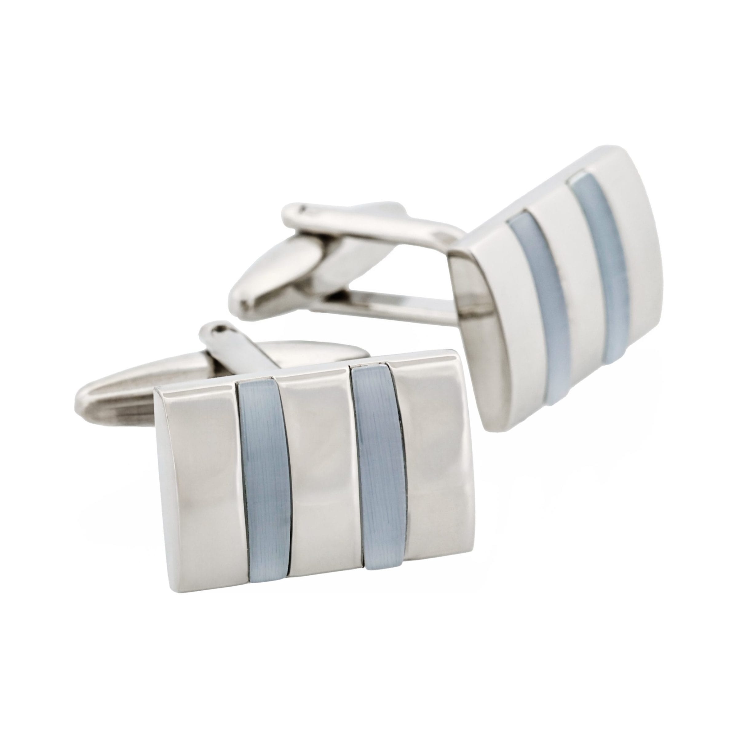 Rhodium & Light Grey Cat's Eye Cufflinks