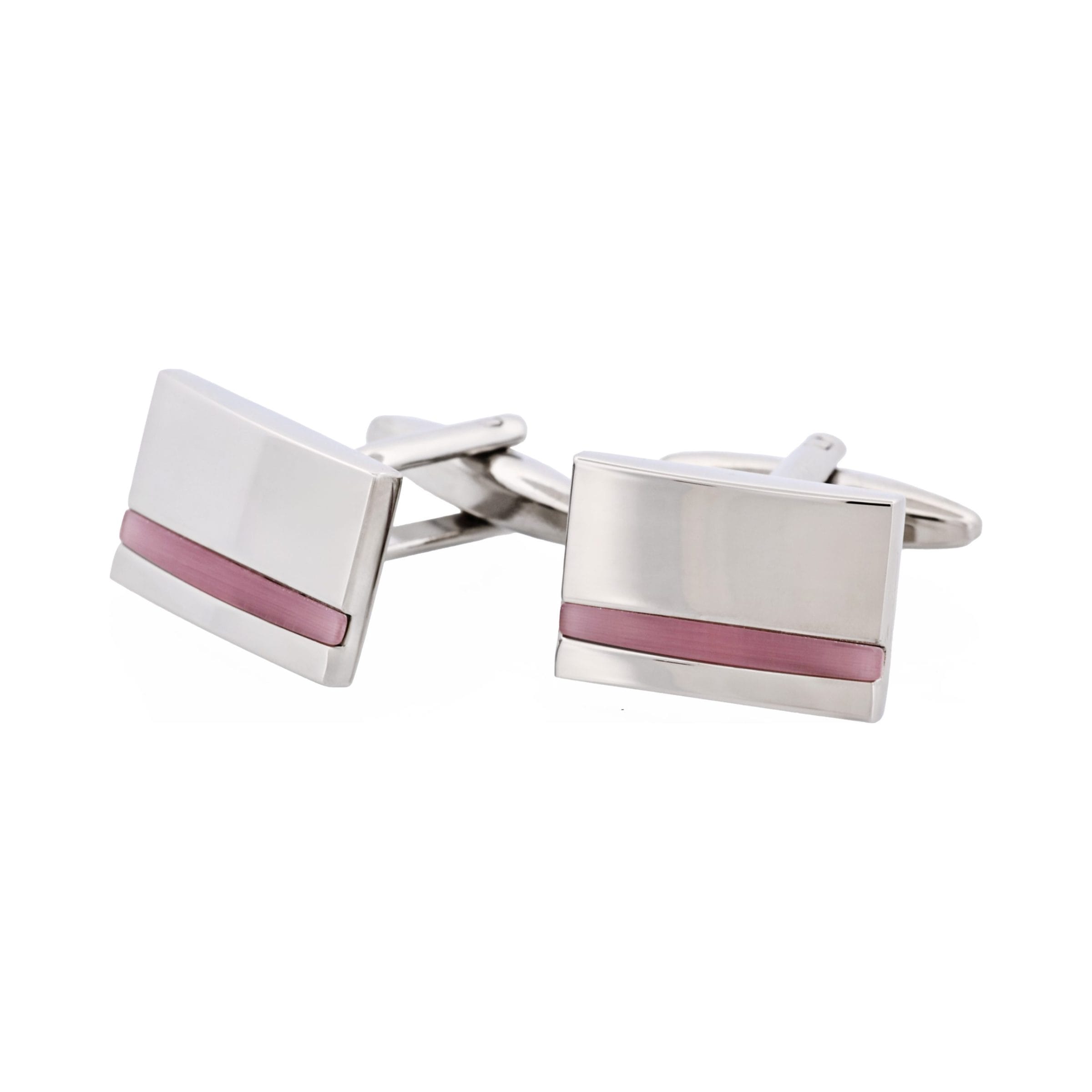 Rhodium & Lilac Cat's Eye Cufflinks