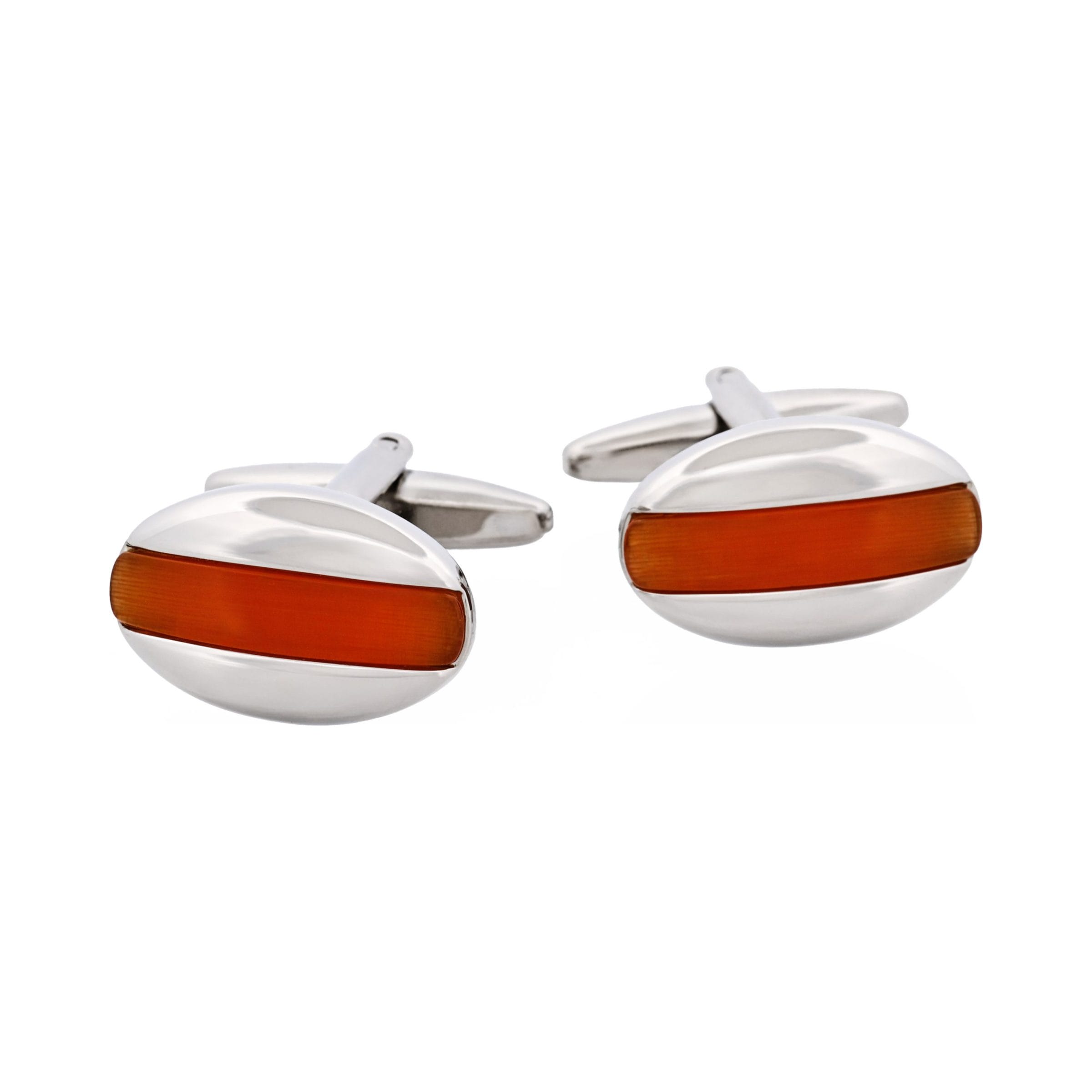 Red Oval Striped Cat's Eye Cufflinks