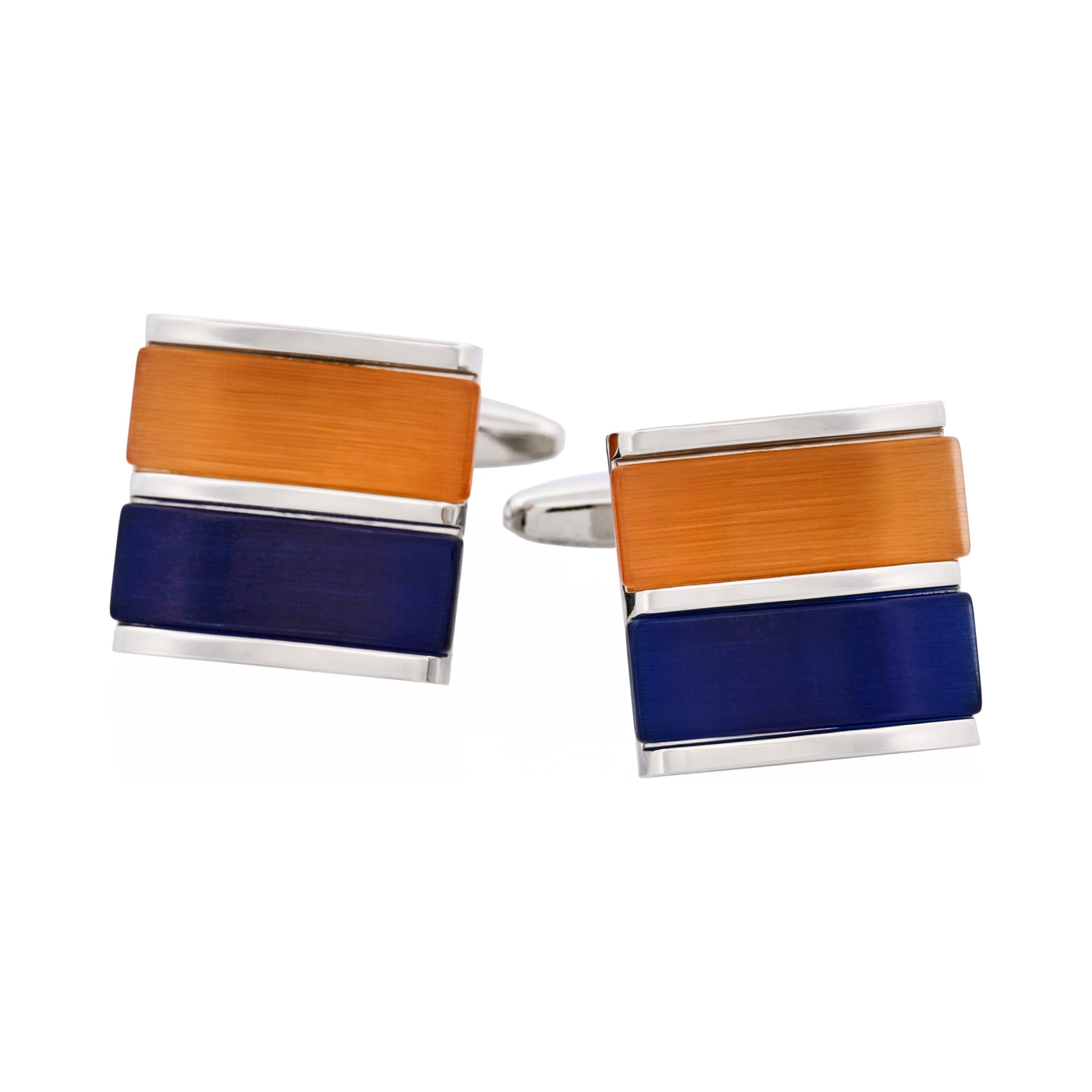 Orange & Navy Cat's Eye Cufflinks