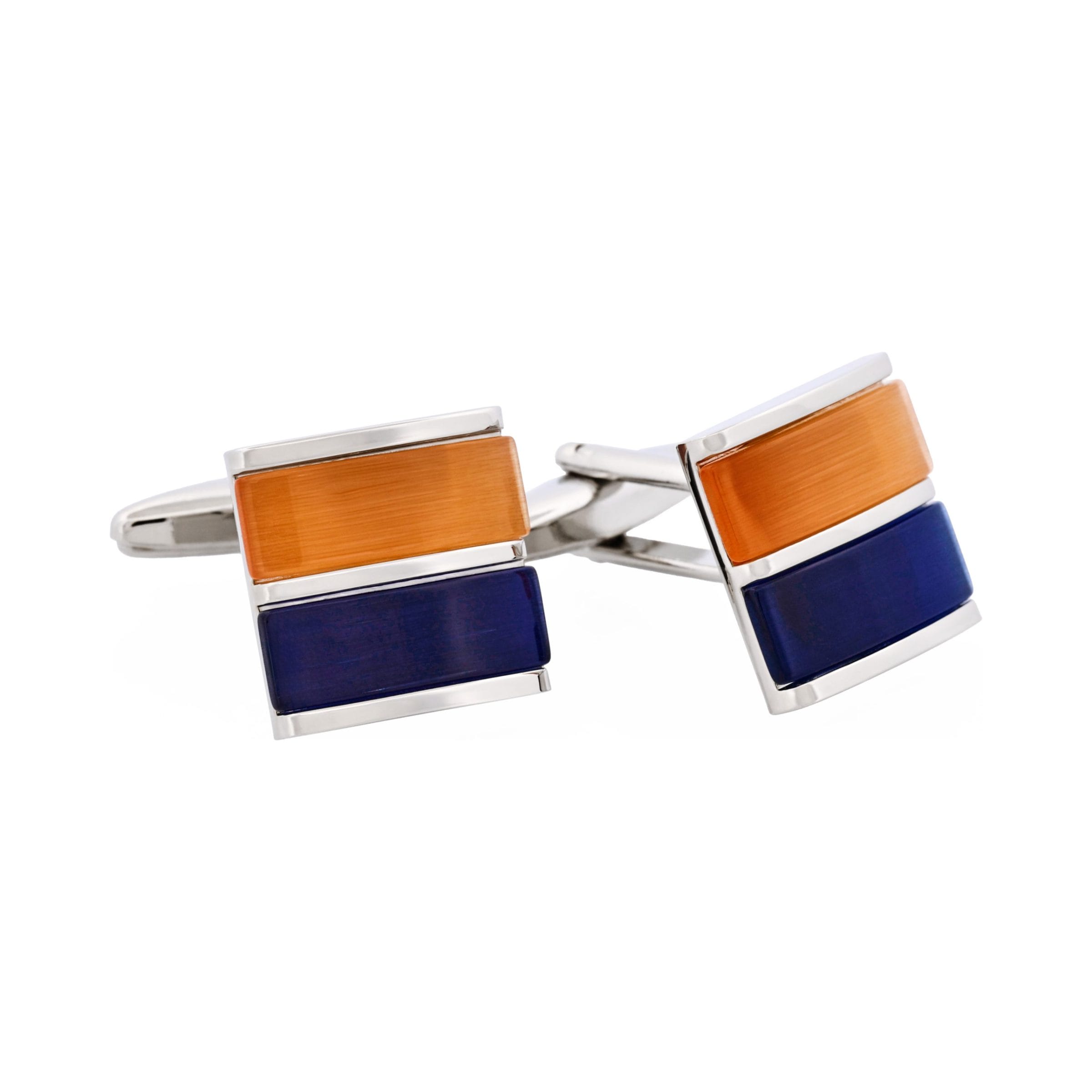Orange & Navy Cat's Eye Cufflinks