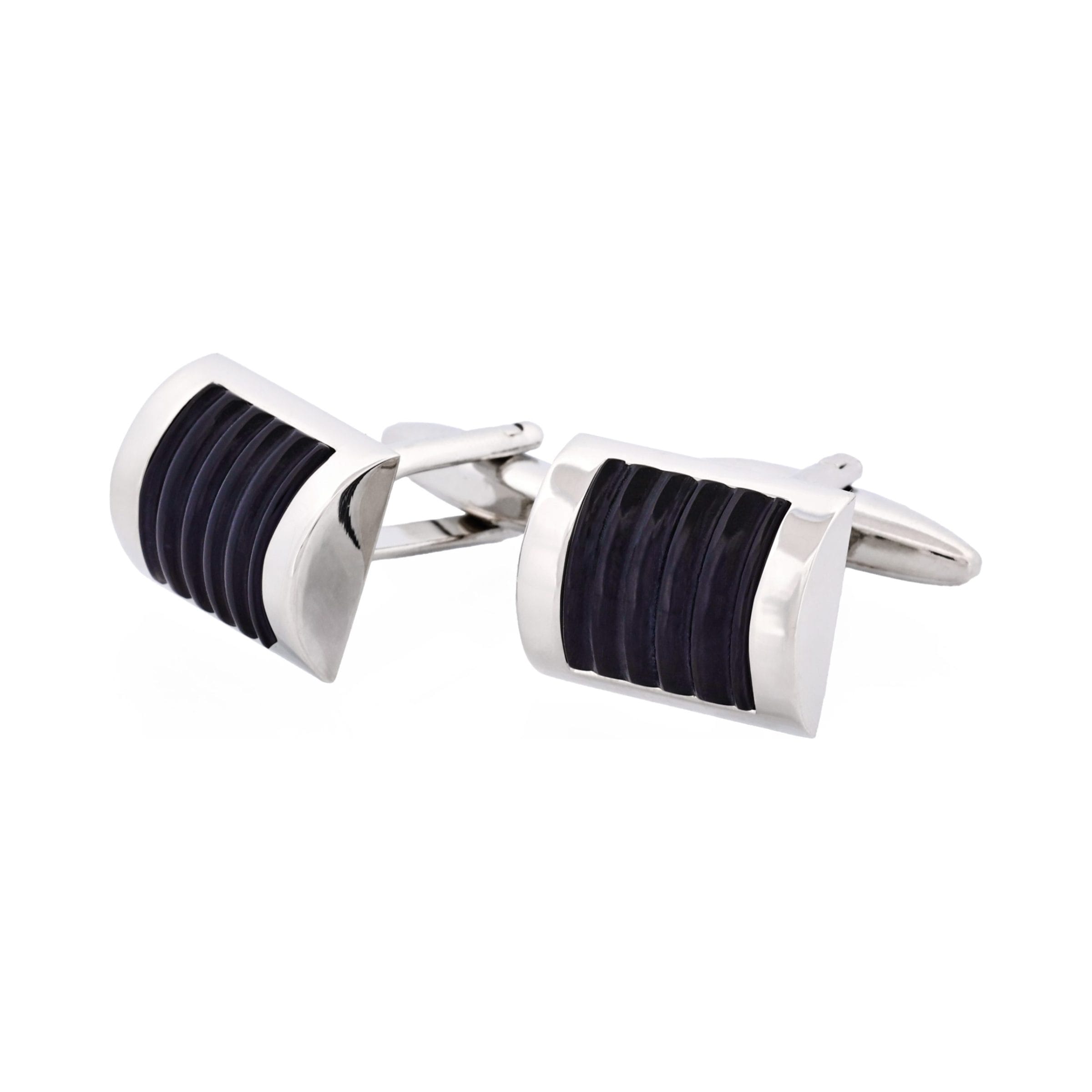 Black Ribbed Cat's Eye Cufflinks