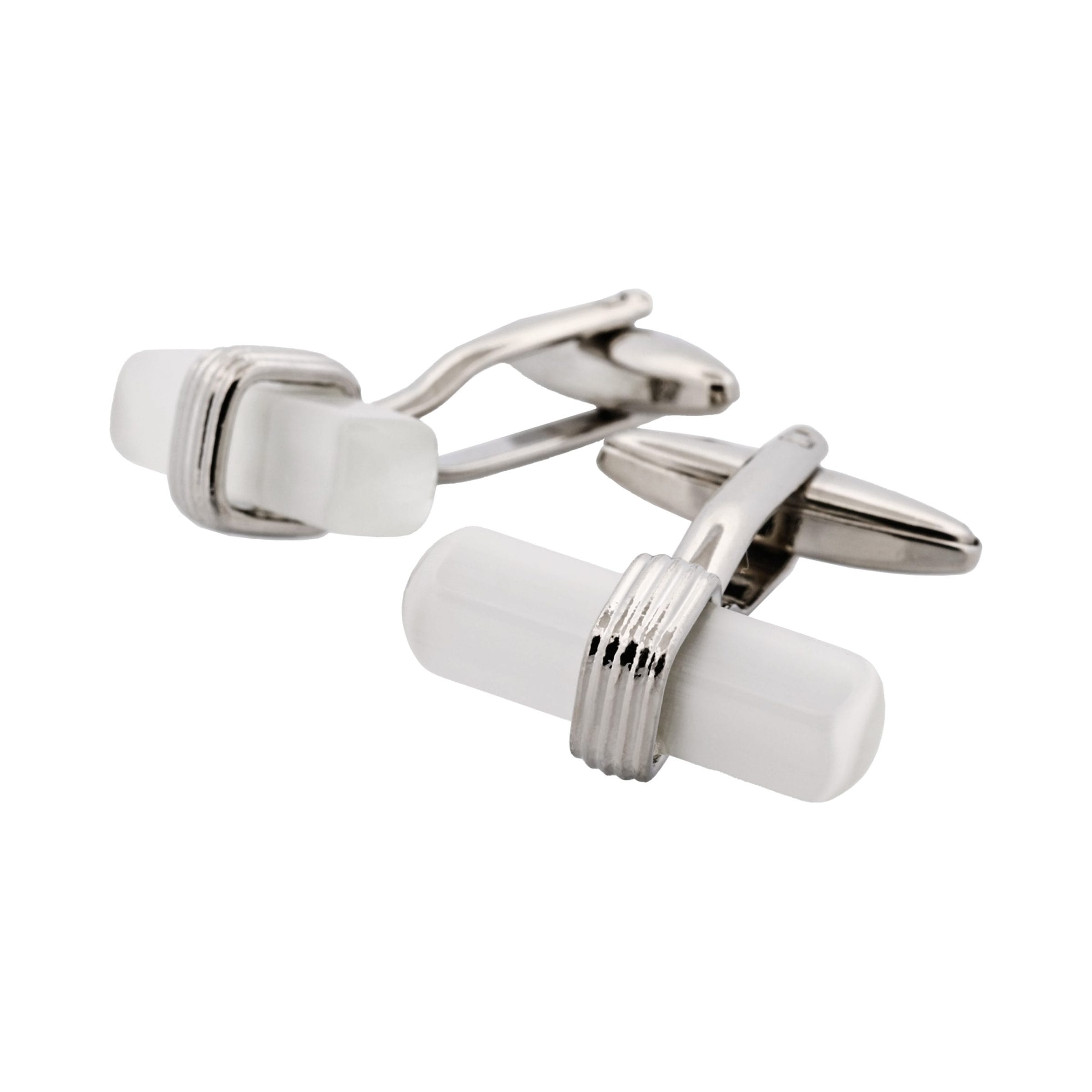 White Cats Eye T-Bar Cufflinks