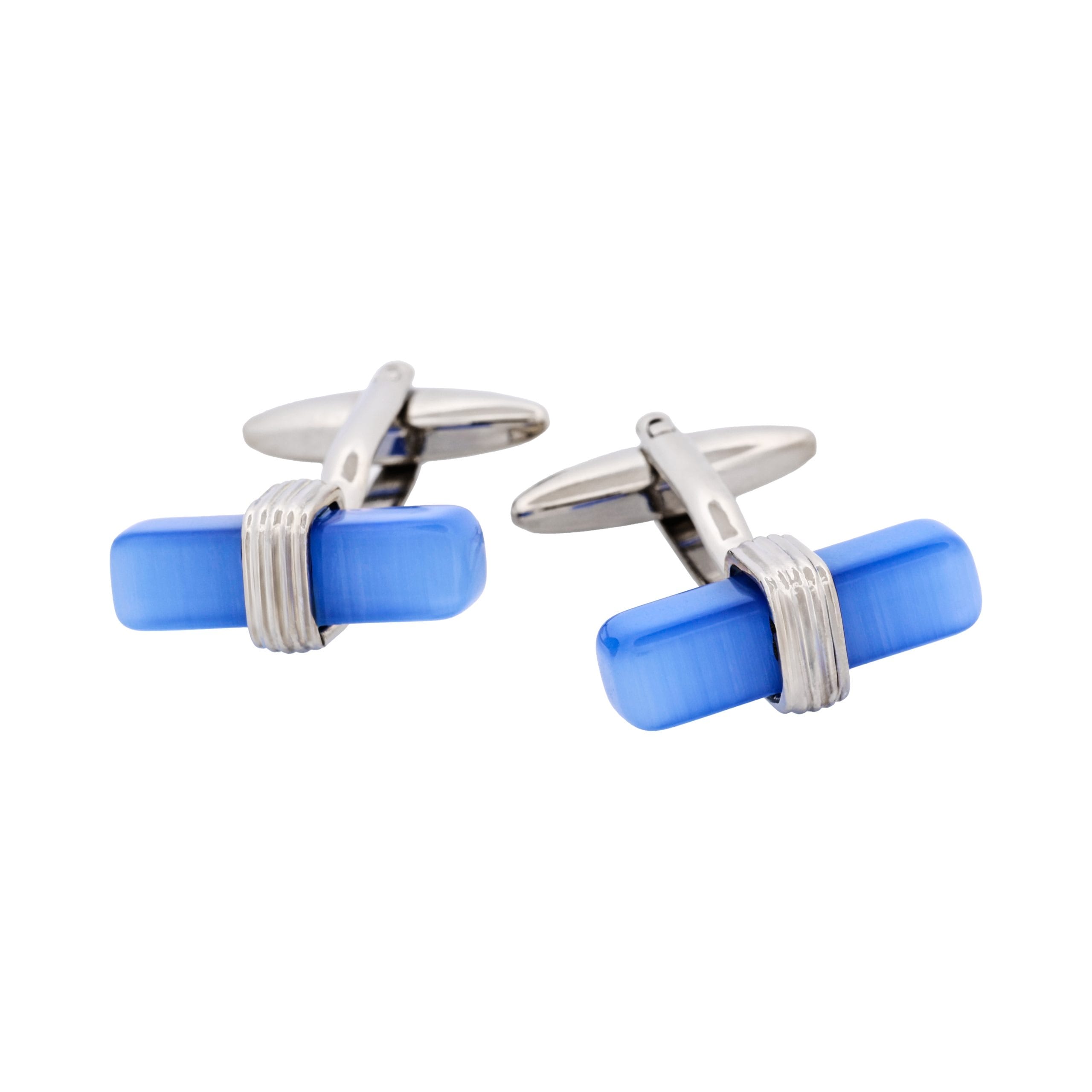 Blue Cat's Eye T-Bar Cufflinks
