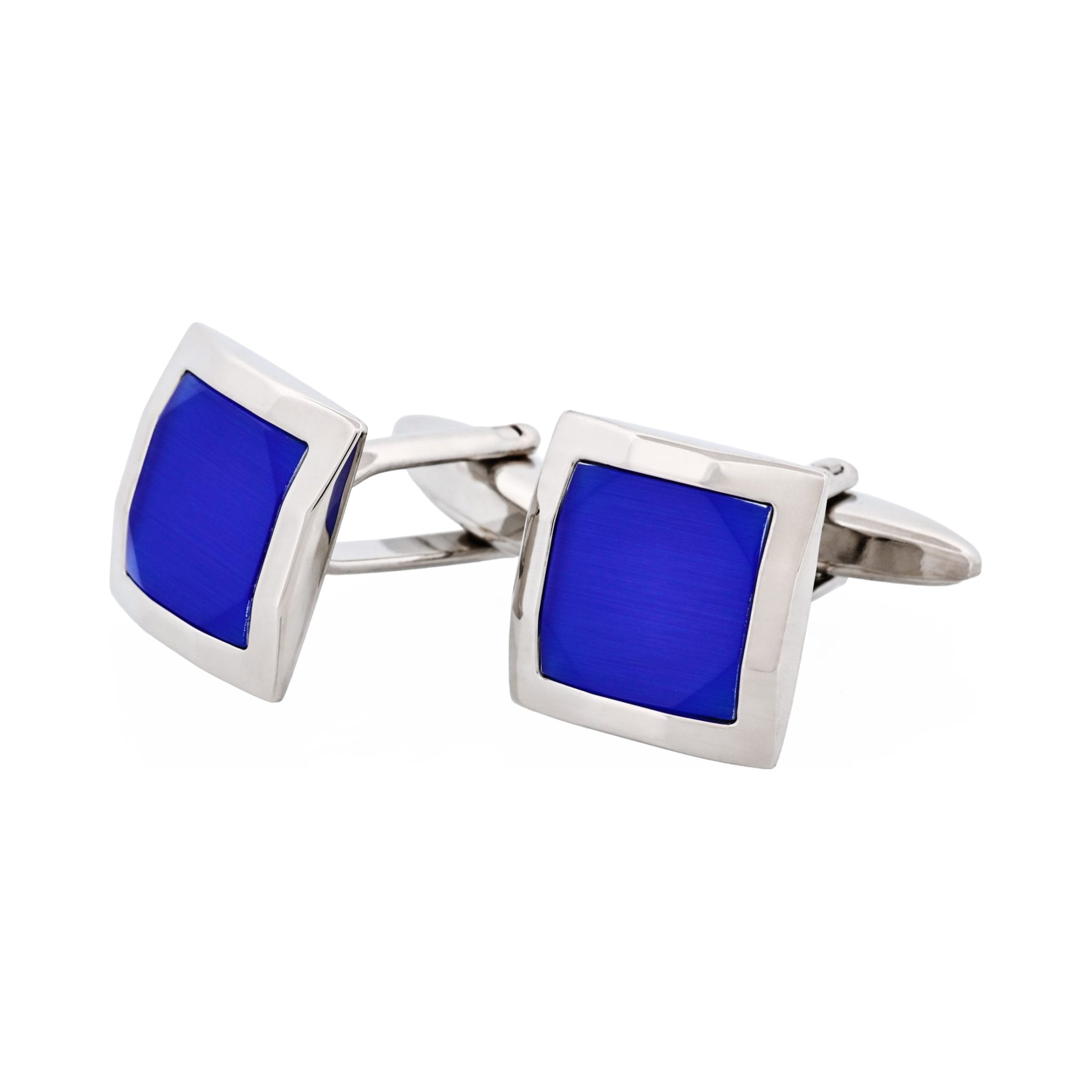 Indigo Blue Cat's Eye Square Cufflinks