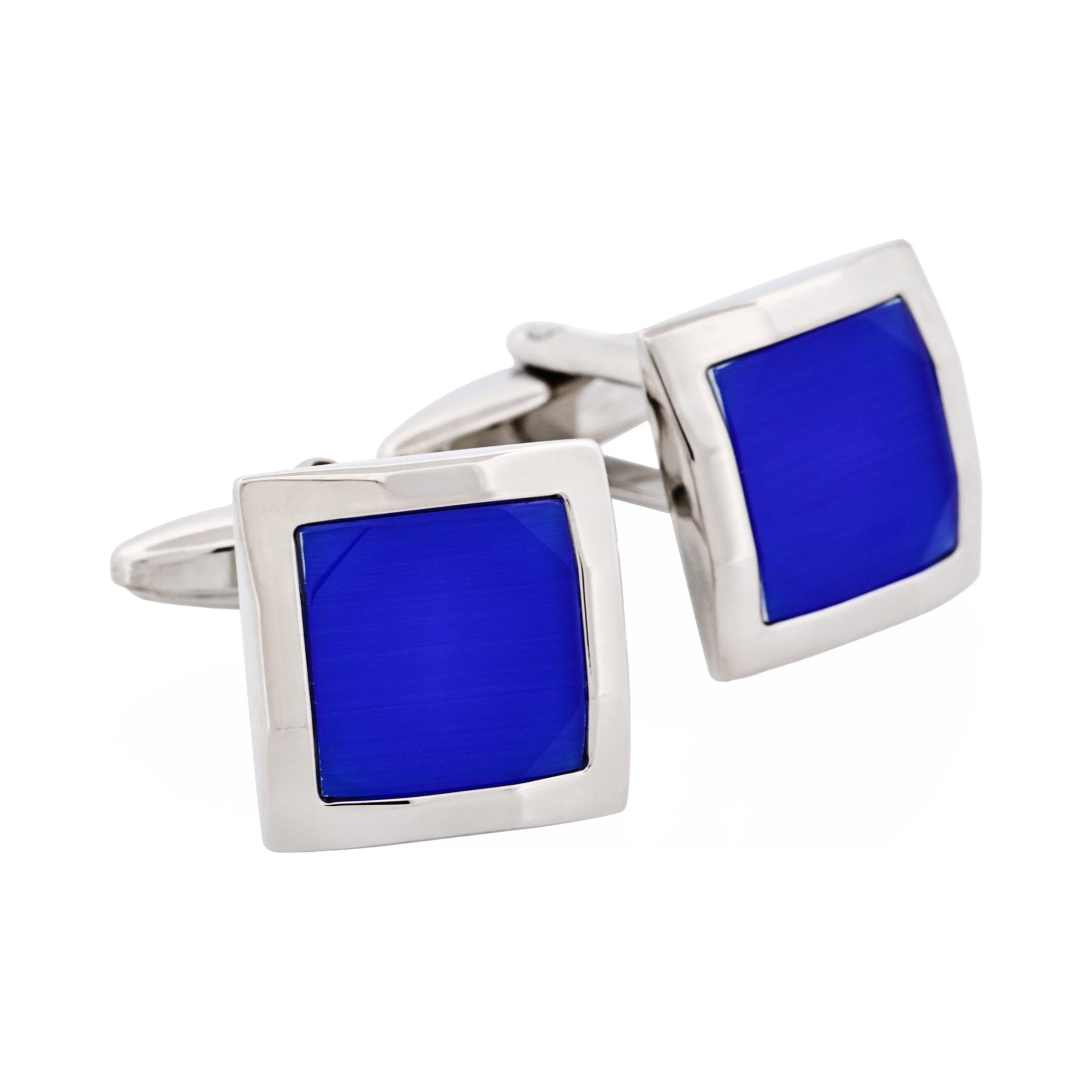 Indigo Blue Cat's Eye Square Cufflinks