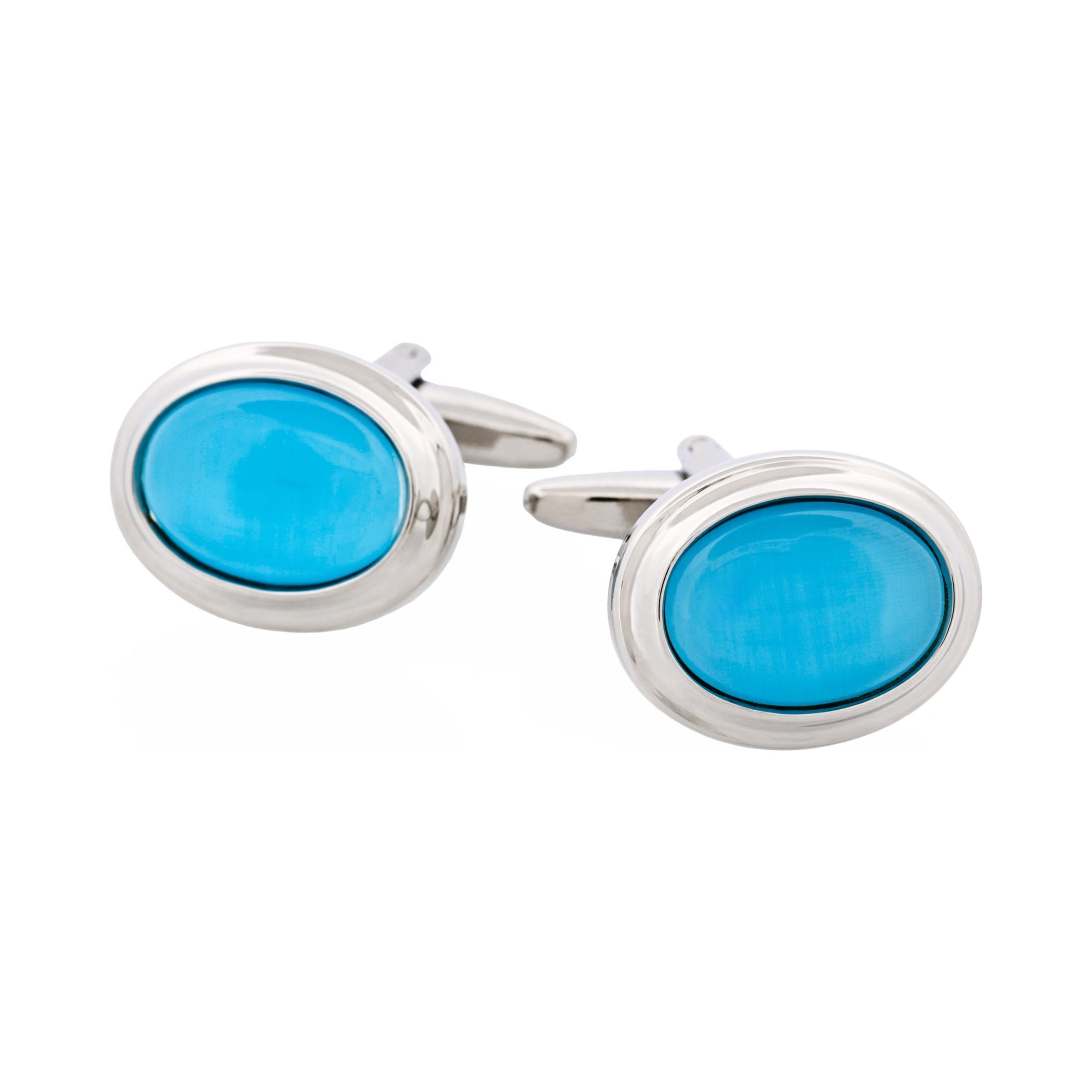 Aqua Cat's Eye Oval Cufflinks