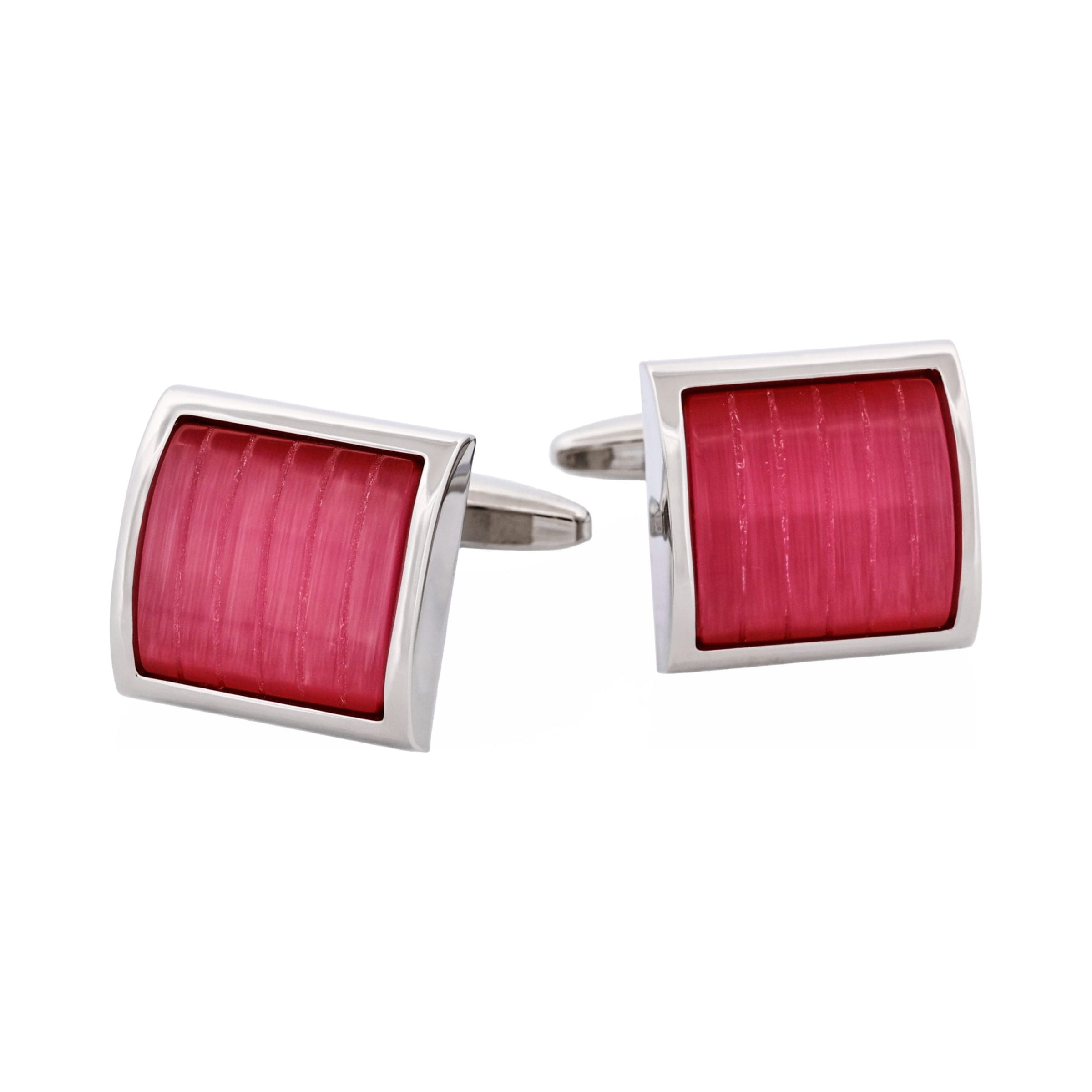 Pink Striped Cat's Eye Cufflinks
