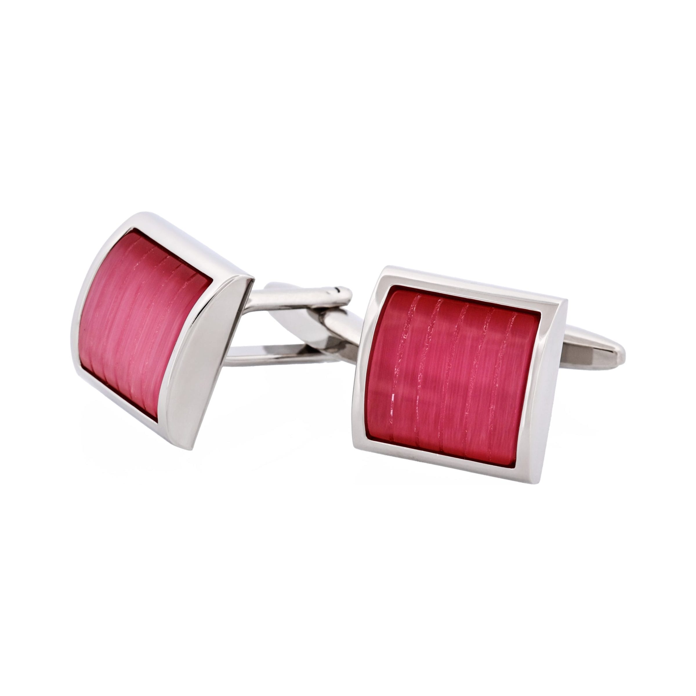 Pink Striped Cat's Eye Cufflinks