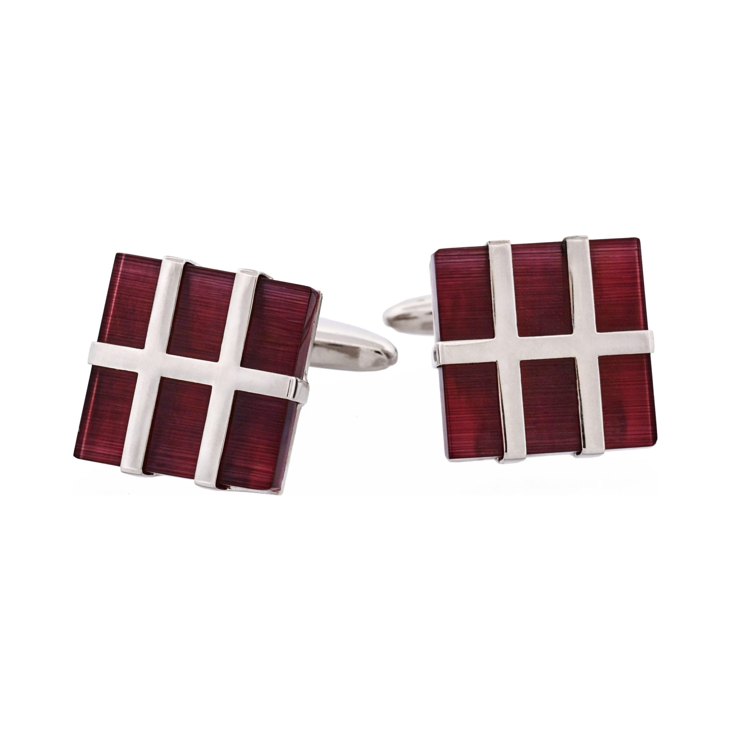 Dark Purple Cat's Eye Square Grate Cufflinks