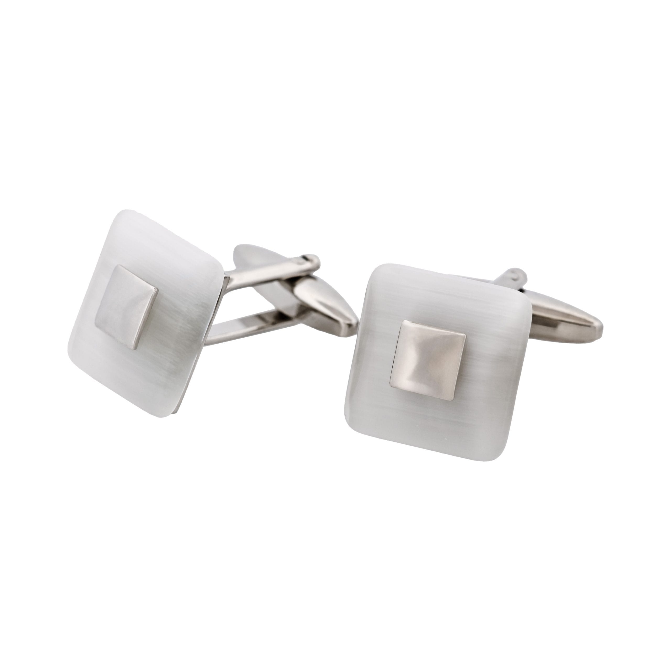 Square White Cat's Eye Cufflinks