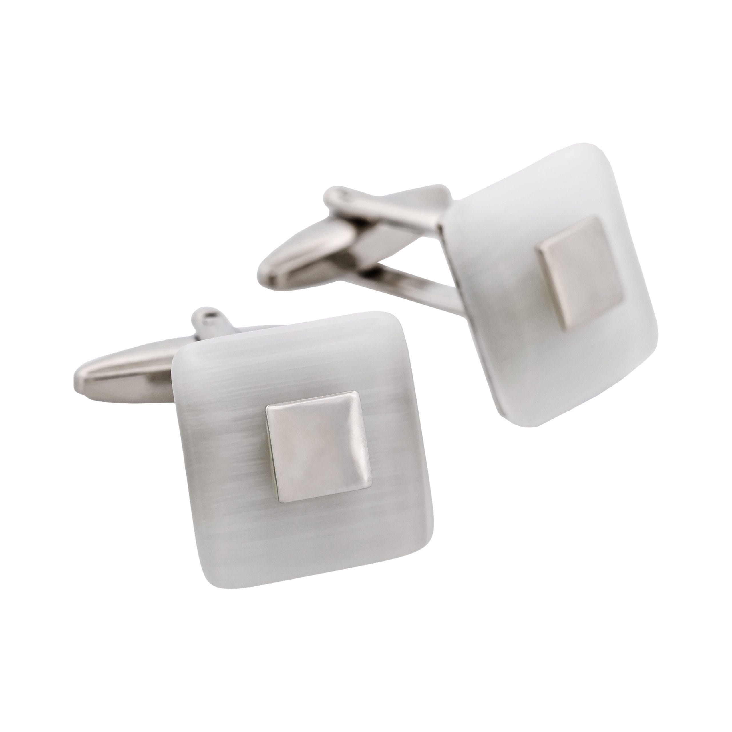 Square White Cat's Eye Cufflinks