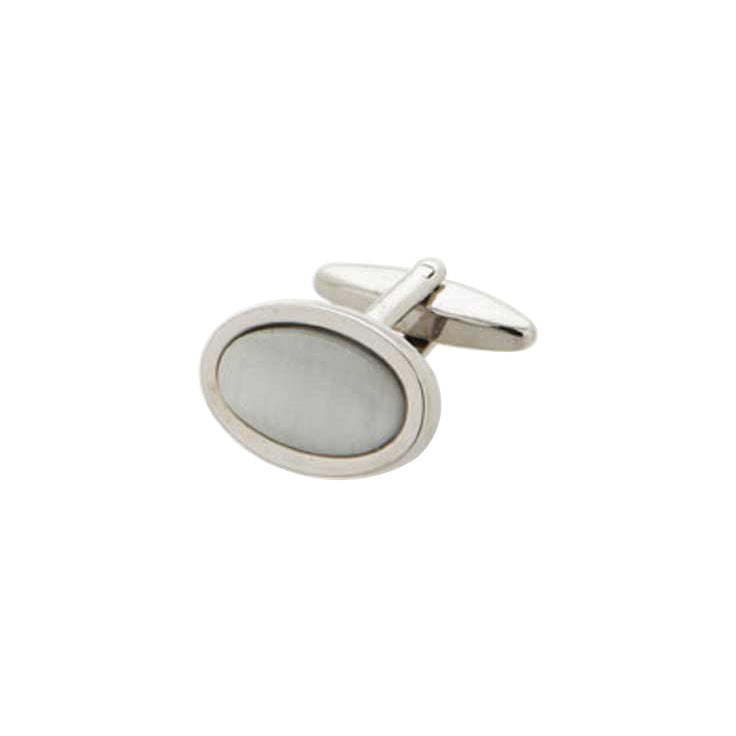 White Cat's Eye Oval Cufflinks