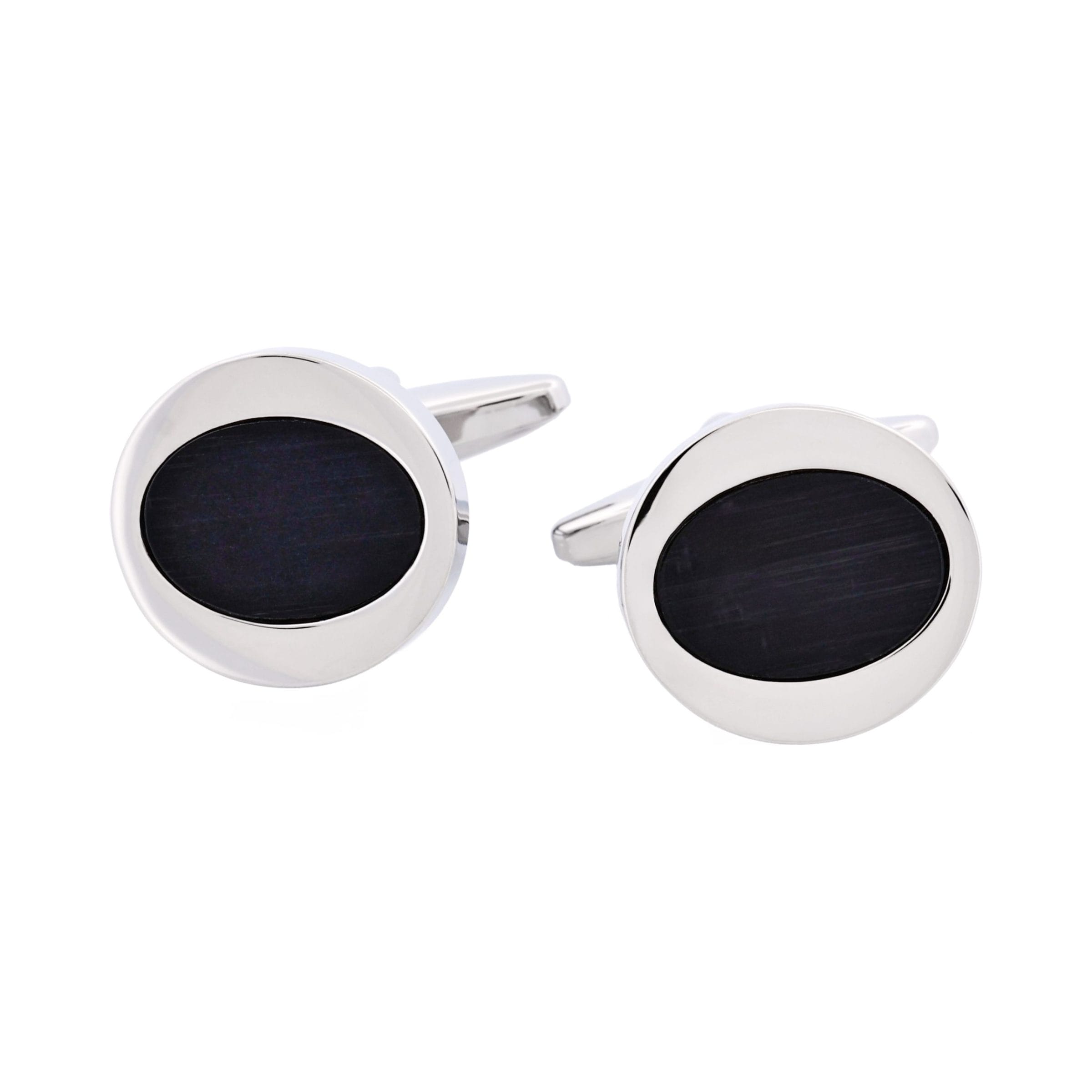 Black Oval Cat's Eye Cufflinks