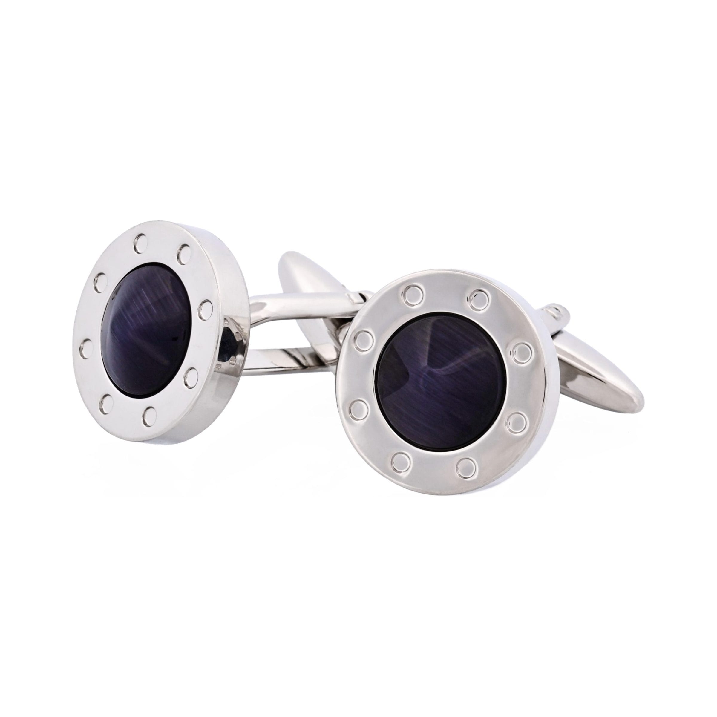 Black Round Cat's Eye Cufflinks