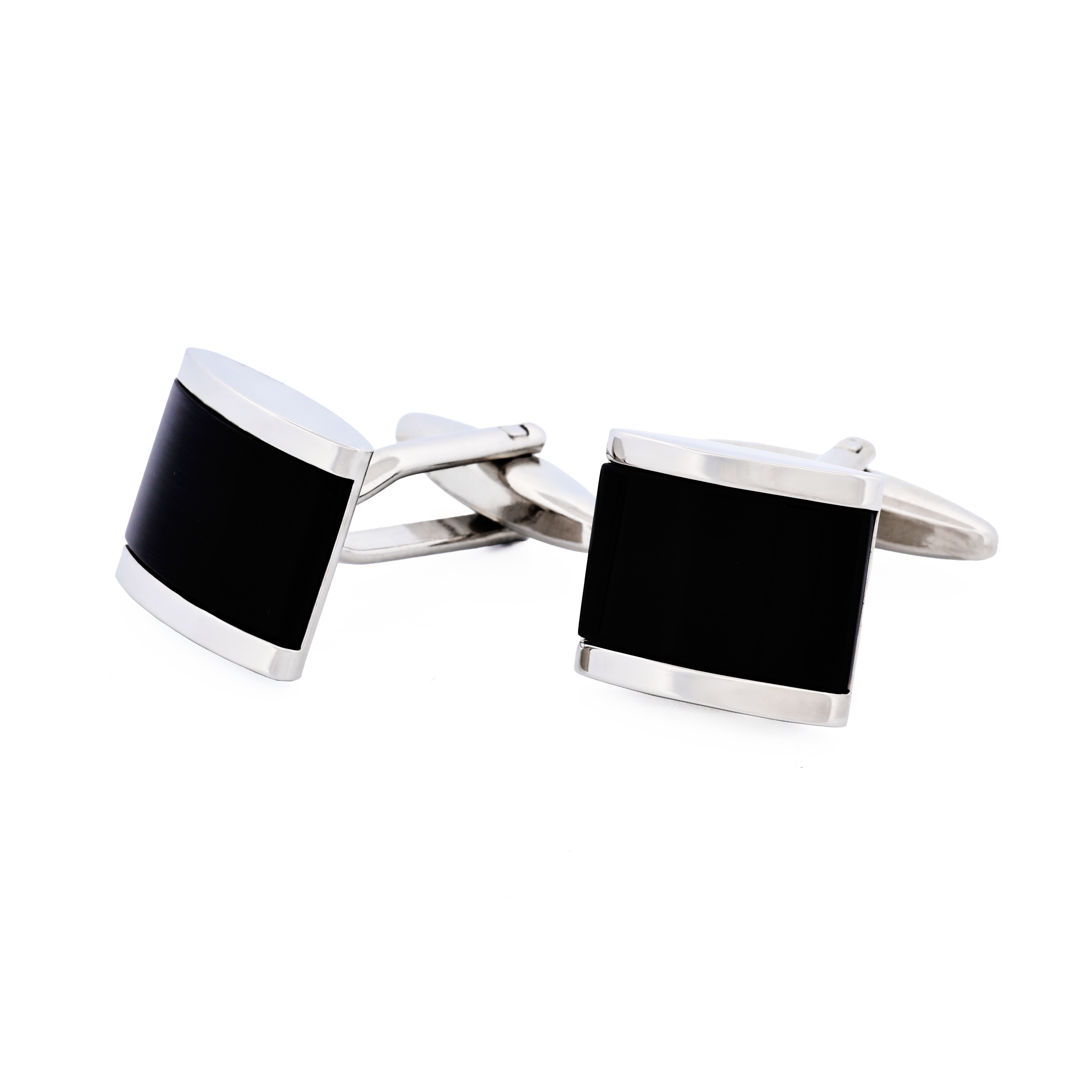 Rhodium/Black cat's eye Cufflinks