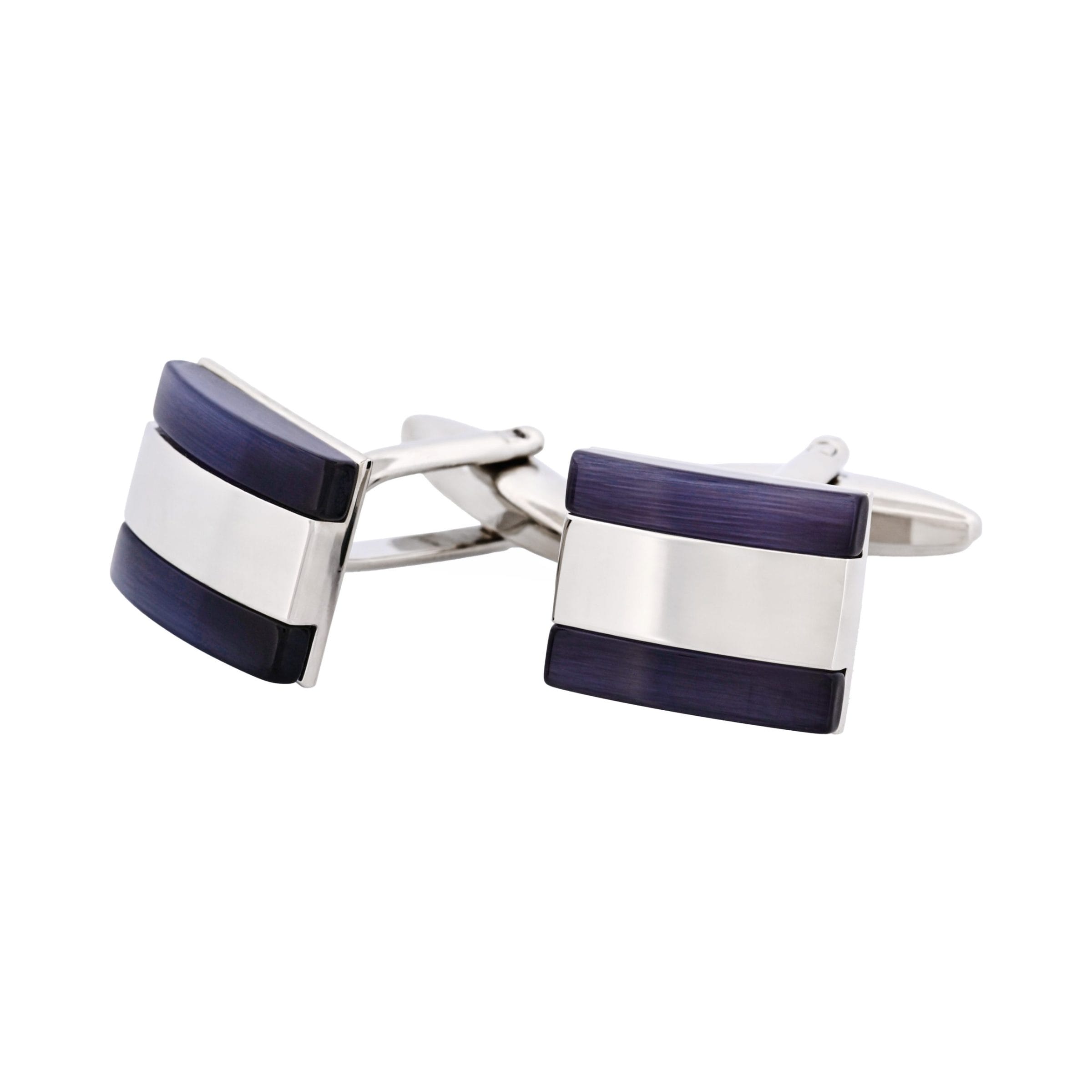 Rhodium & Black Cat's Eye Cufflinks