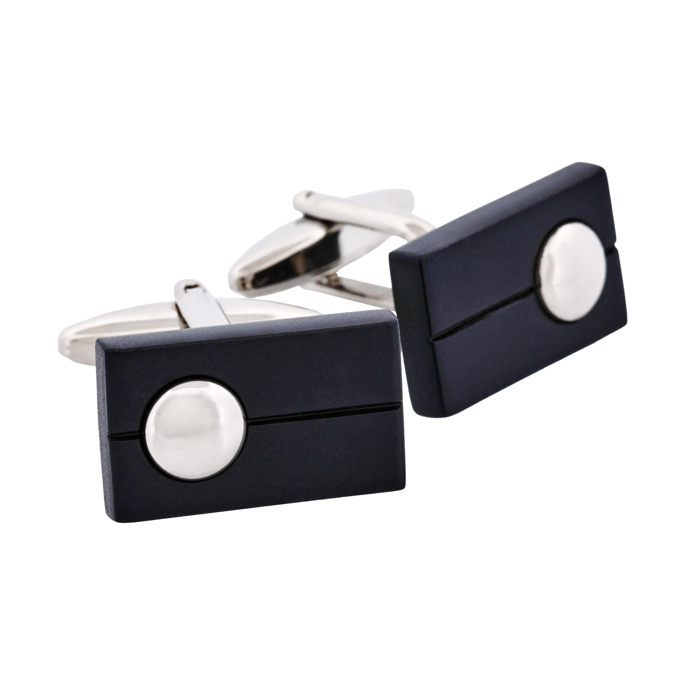 Black & Rhodium Rectangle Cufflinks