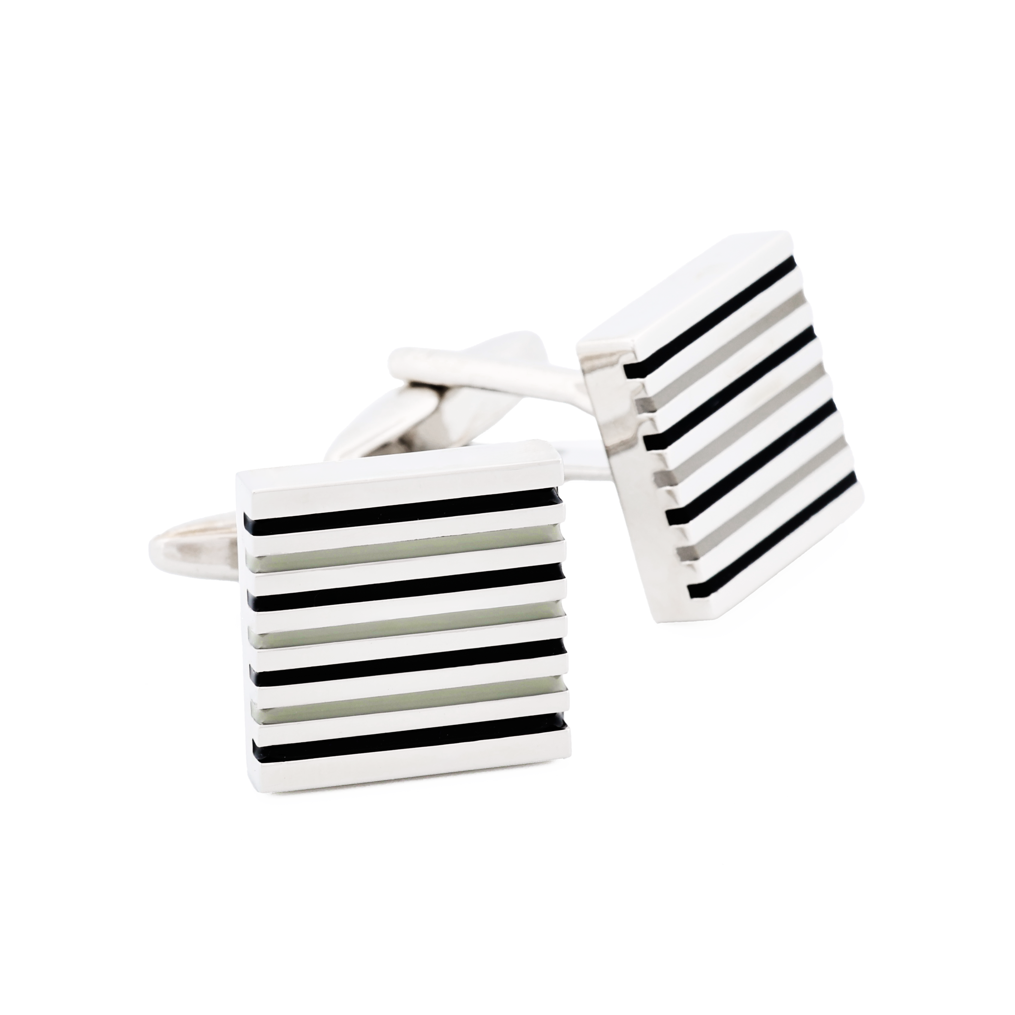 Black White Striped Cufflinks