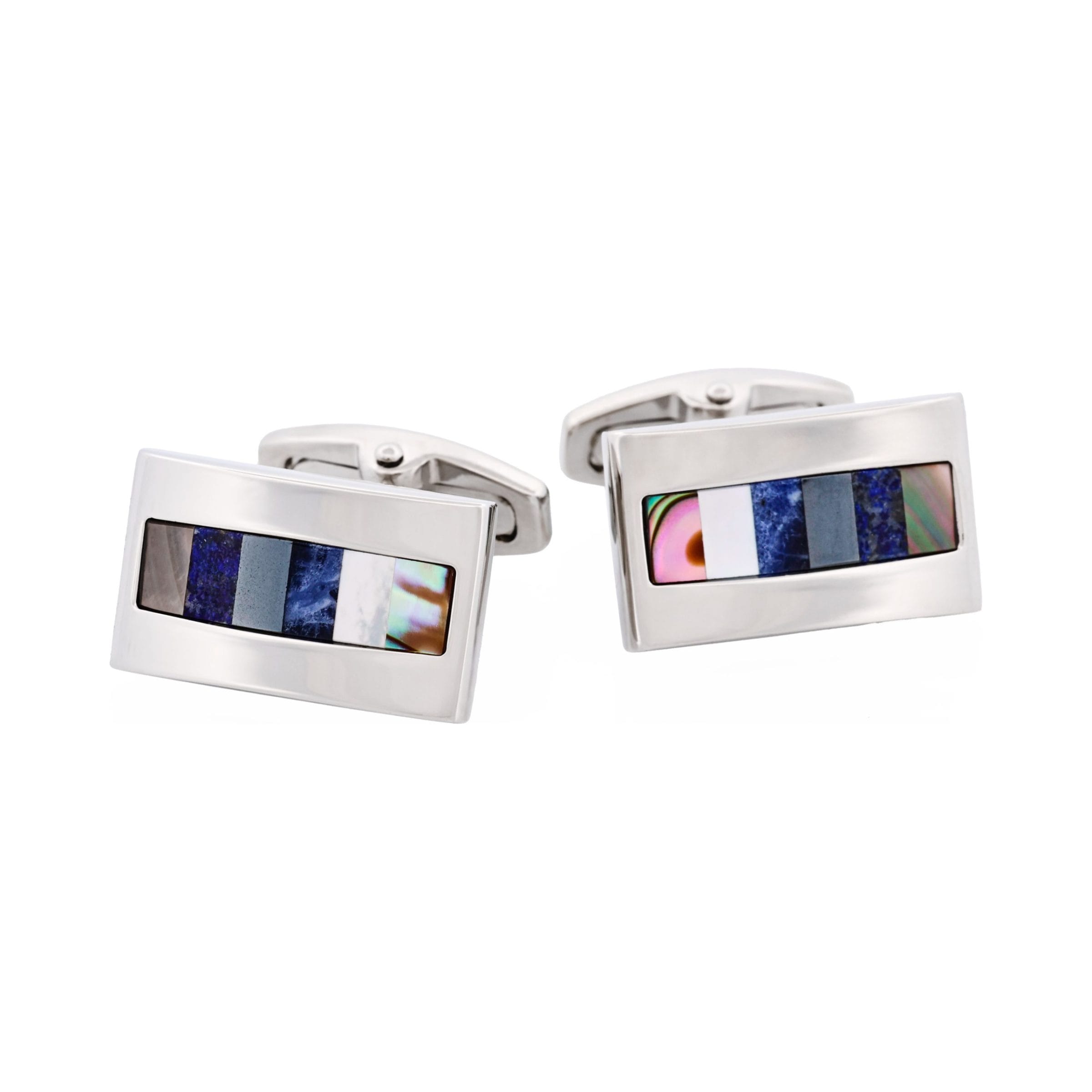 Grey Mother Of Pearl & Lapis Lazuli & Hematite & Solidate & Mop Cufflinks
