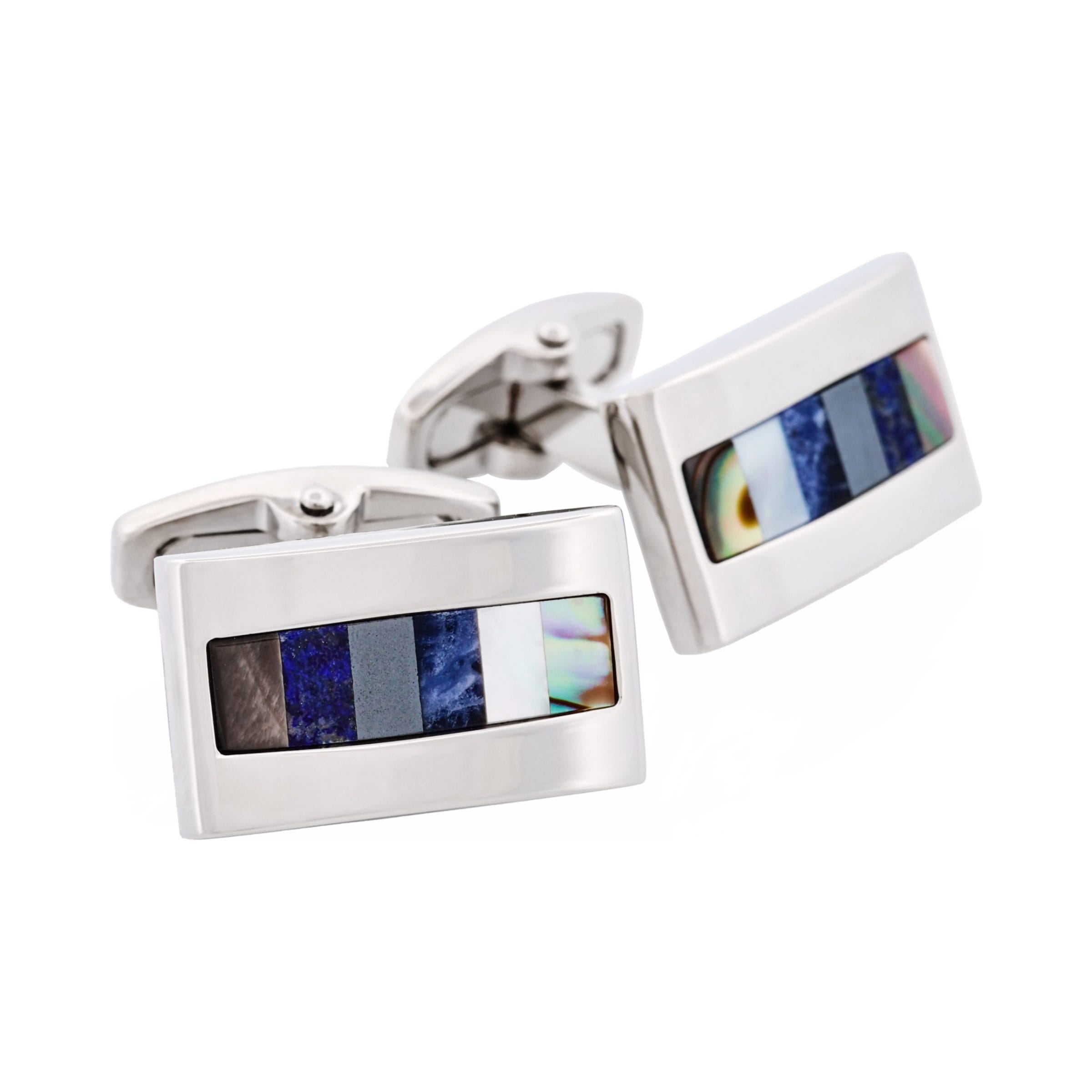 Grey Mother Of Pearl & Lapis Lazuli & Hematite & Solidate & Mop Cufflinks