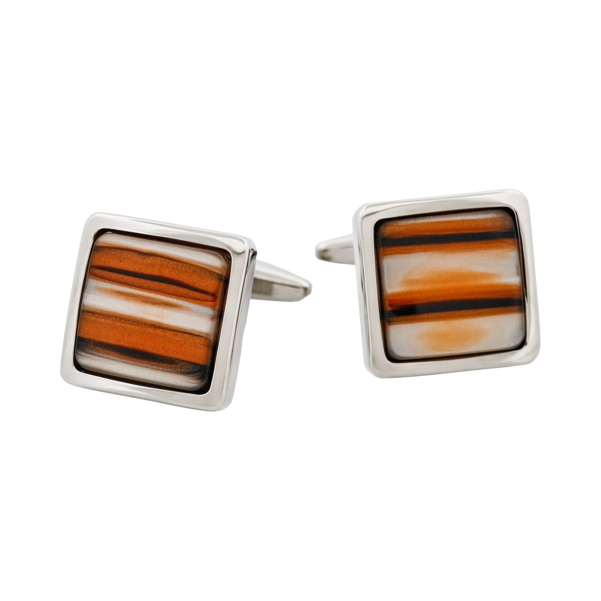 Orange Venitian Glass Resin Cufflinks