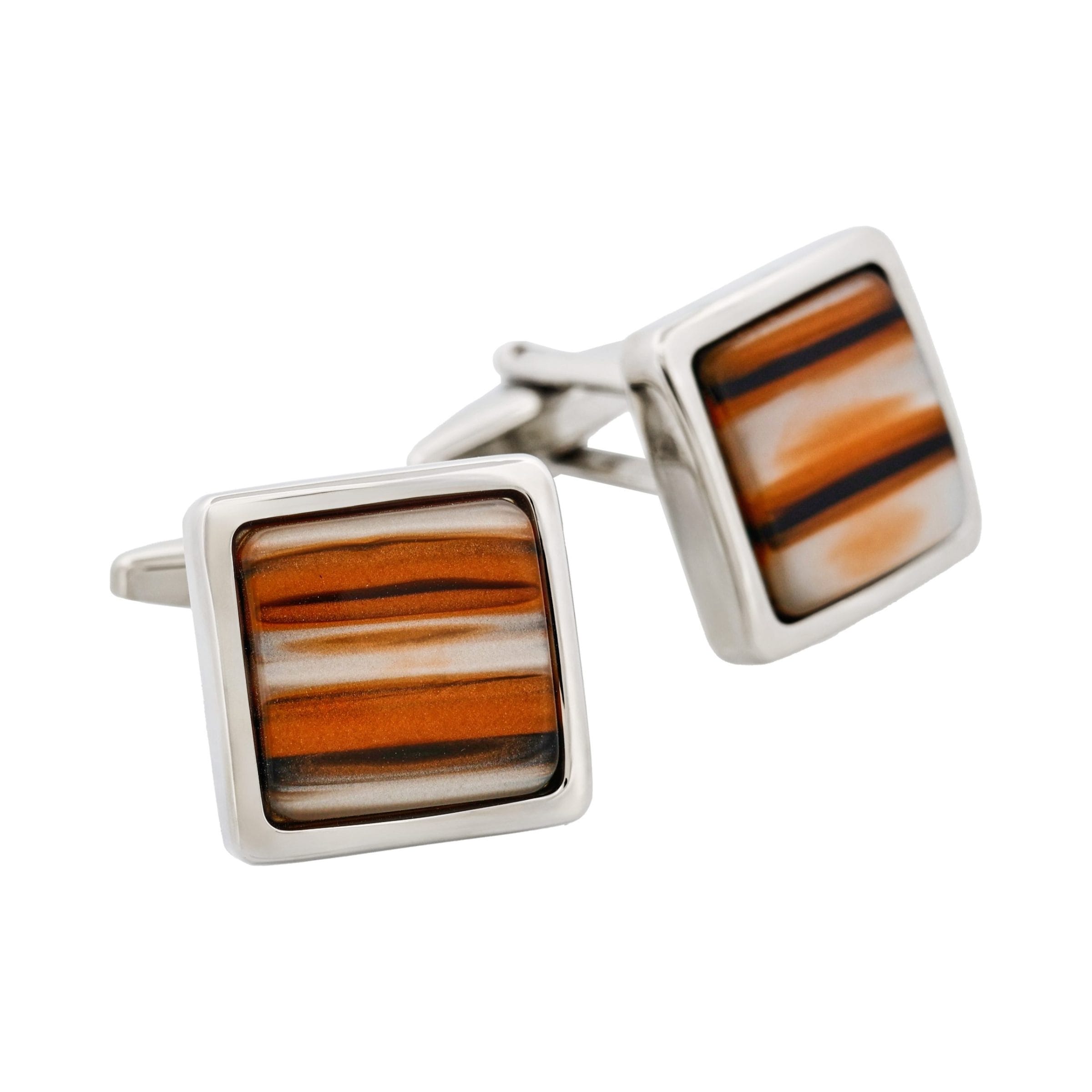 Orange Venitian Glass Resin Cufflinks