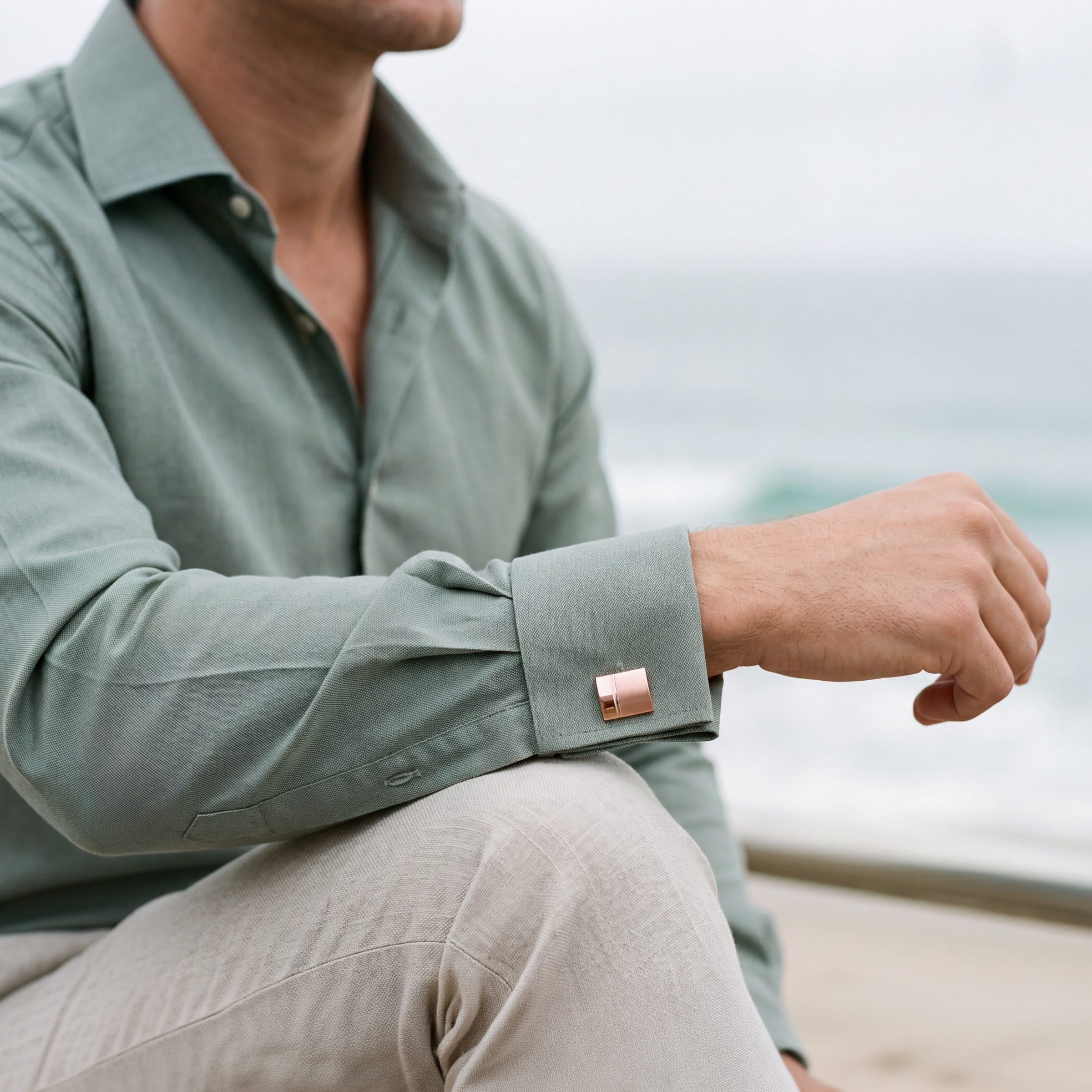 Brushed & Polished Rose Gold Plated Cufflinks