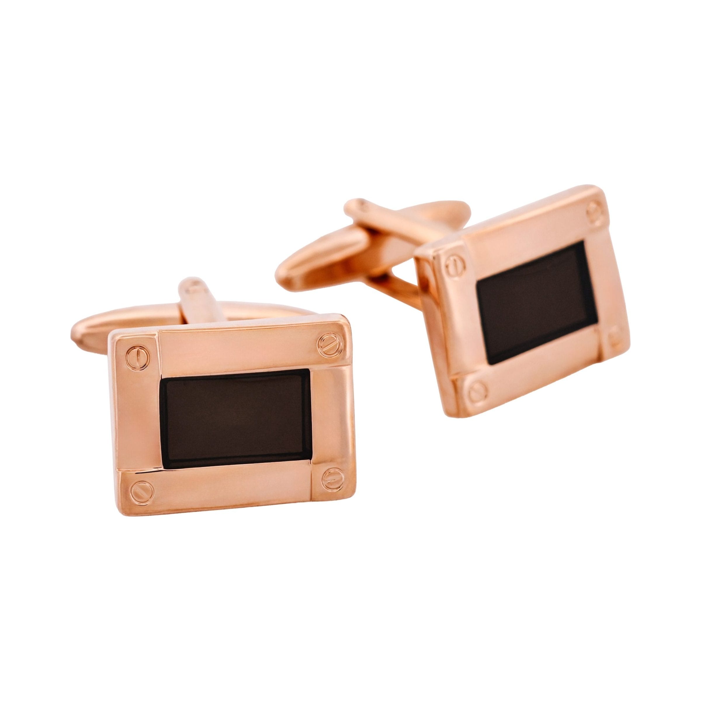 Rose Gold & Black Enamel Plated Cufflinks