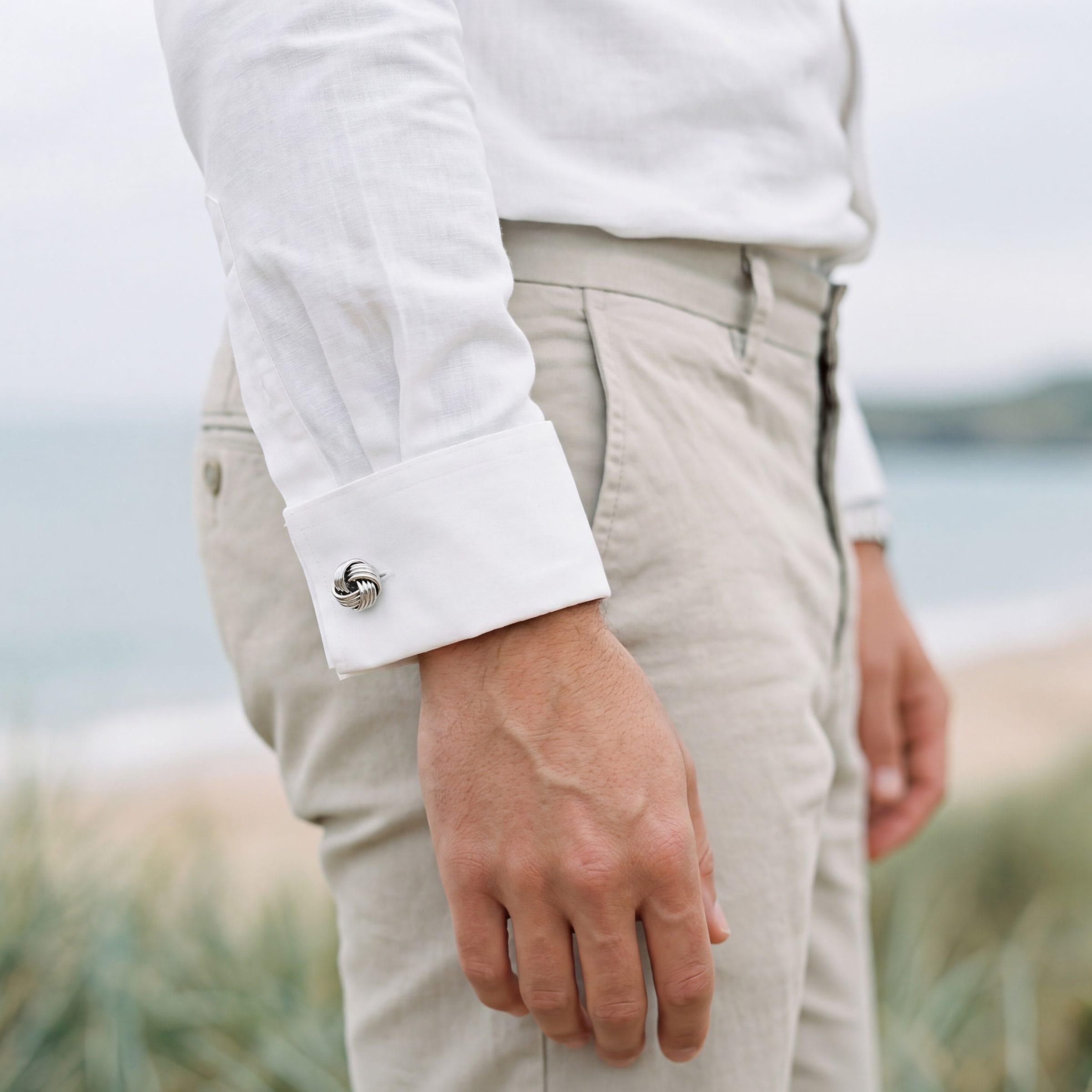 Rhodium Plated Knot Cufflinks