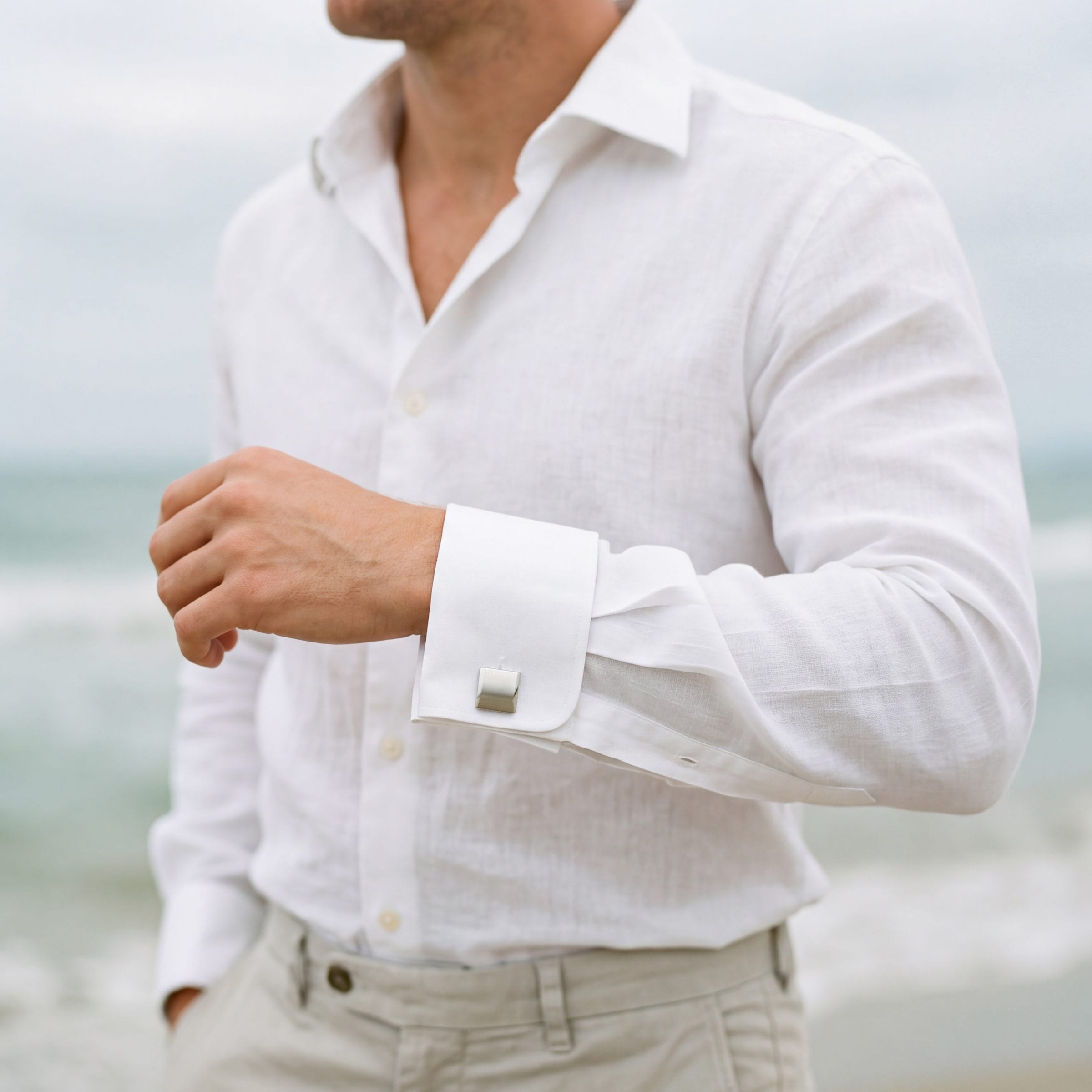 Rhod Brush Rhodium Cufflinks