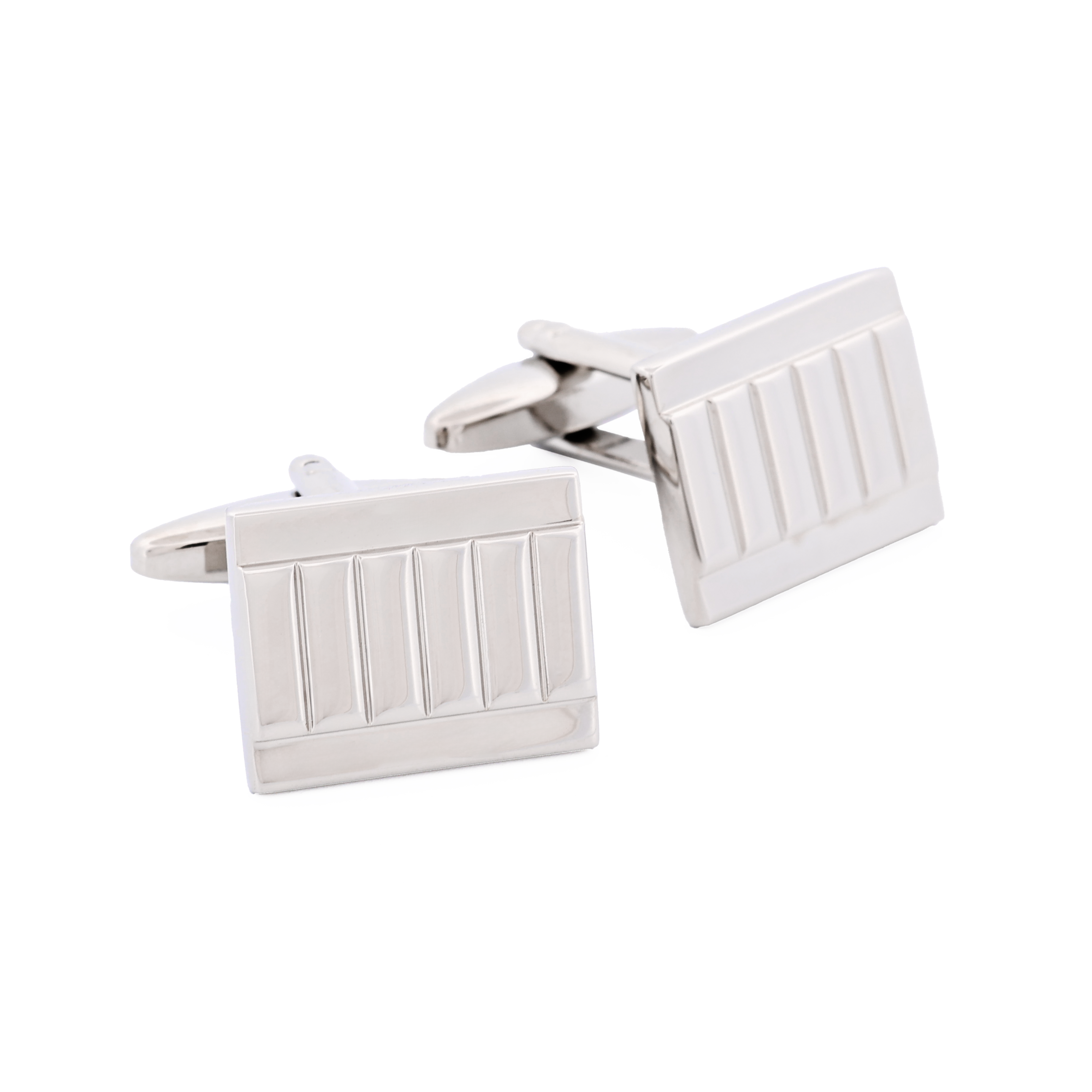 Rhodium Plated Striped Cufflinks