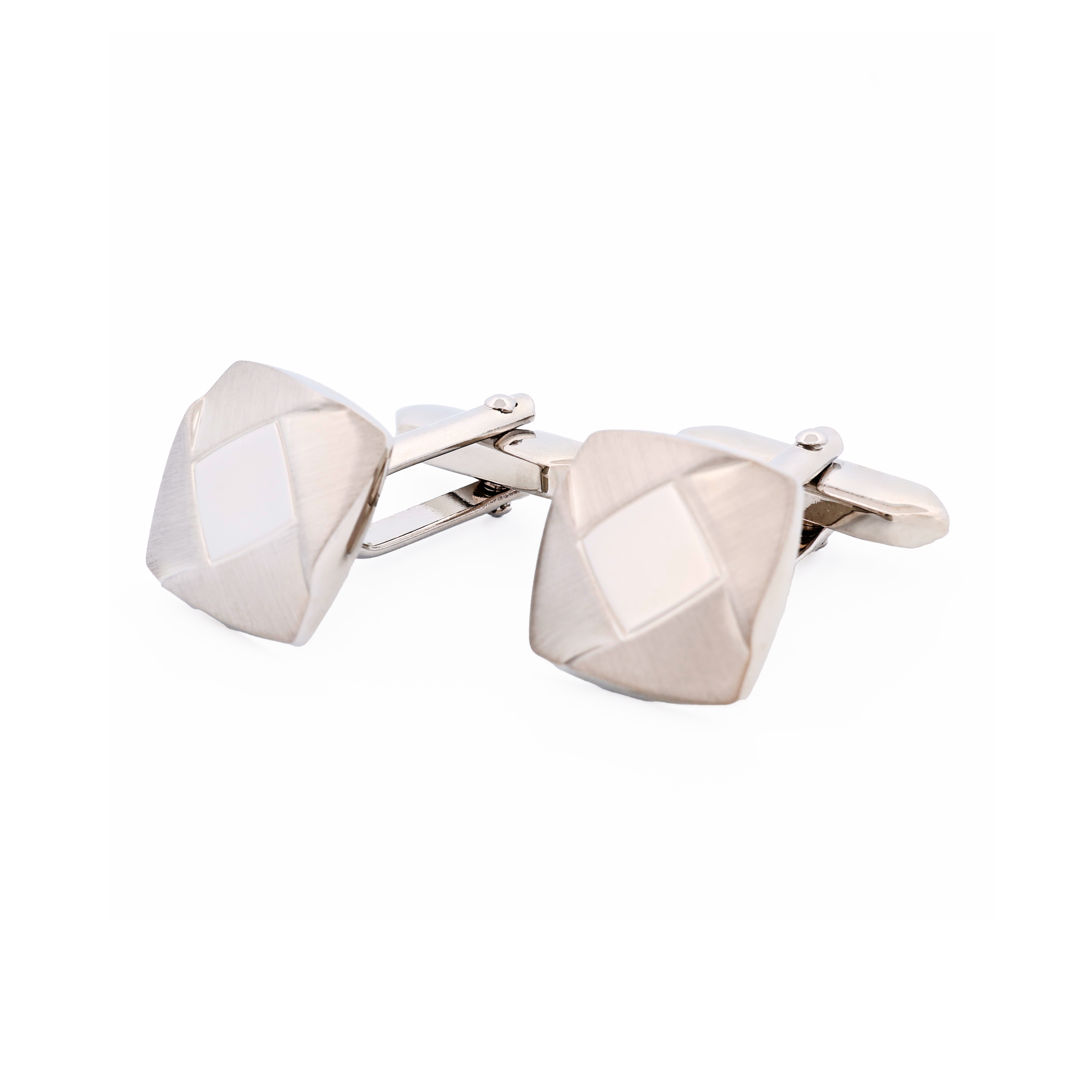 Rhod Brush Rhodium Cufflinks