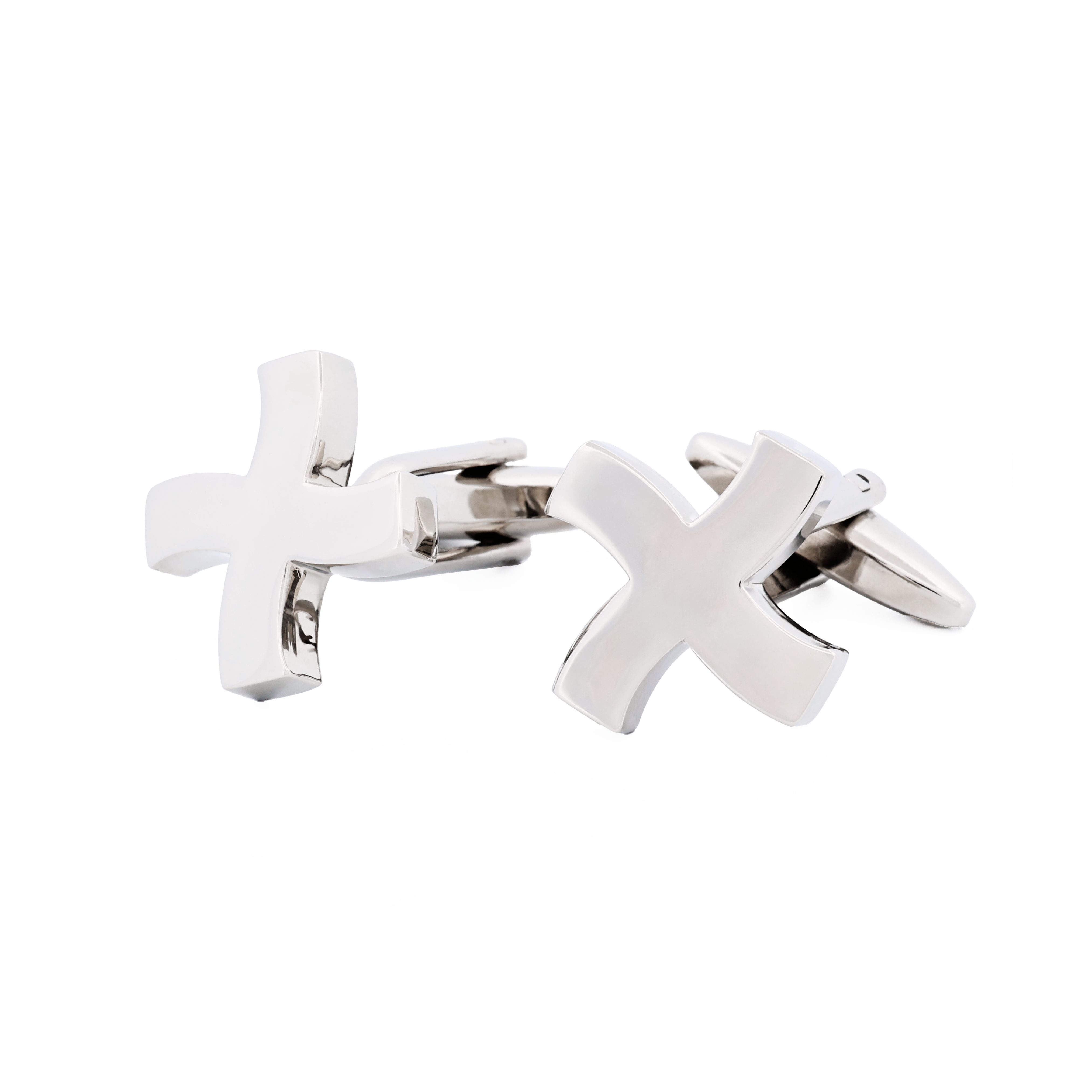 Rhodium Cross Cufflinks