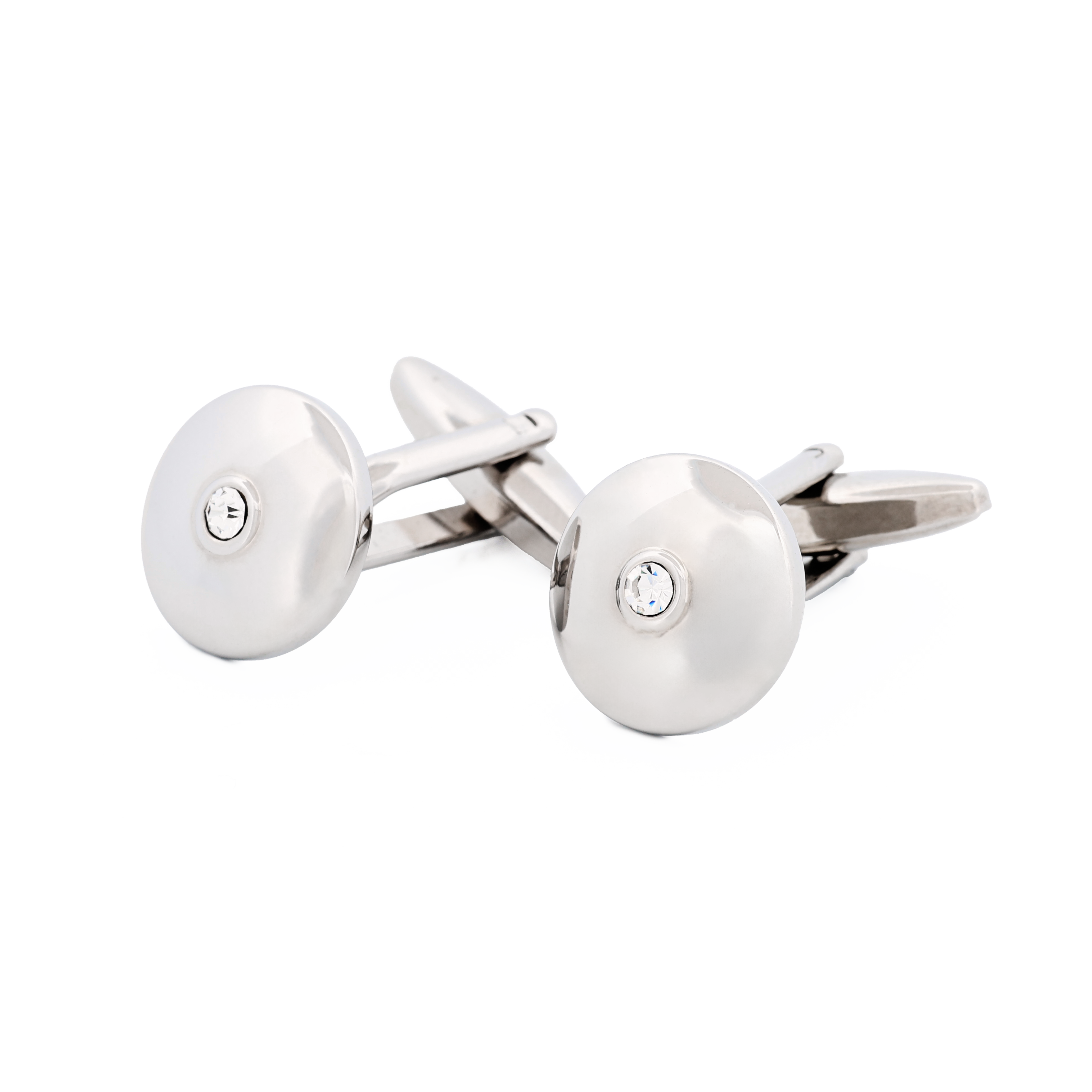 Rhodium Plated Crystal Cufflinks