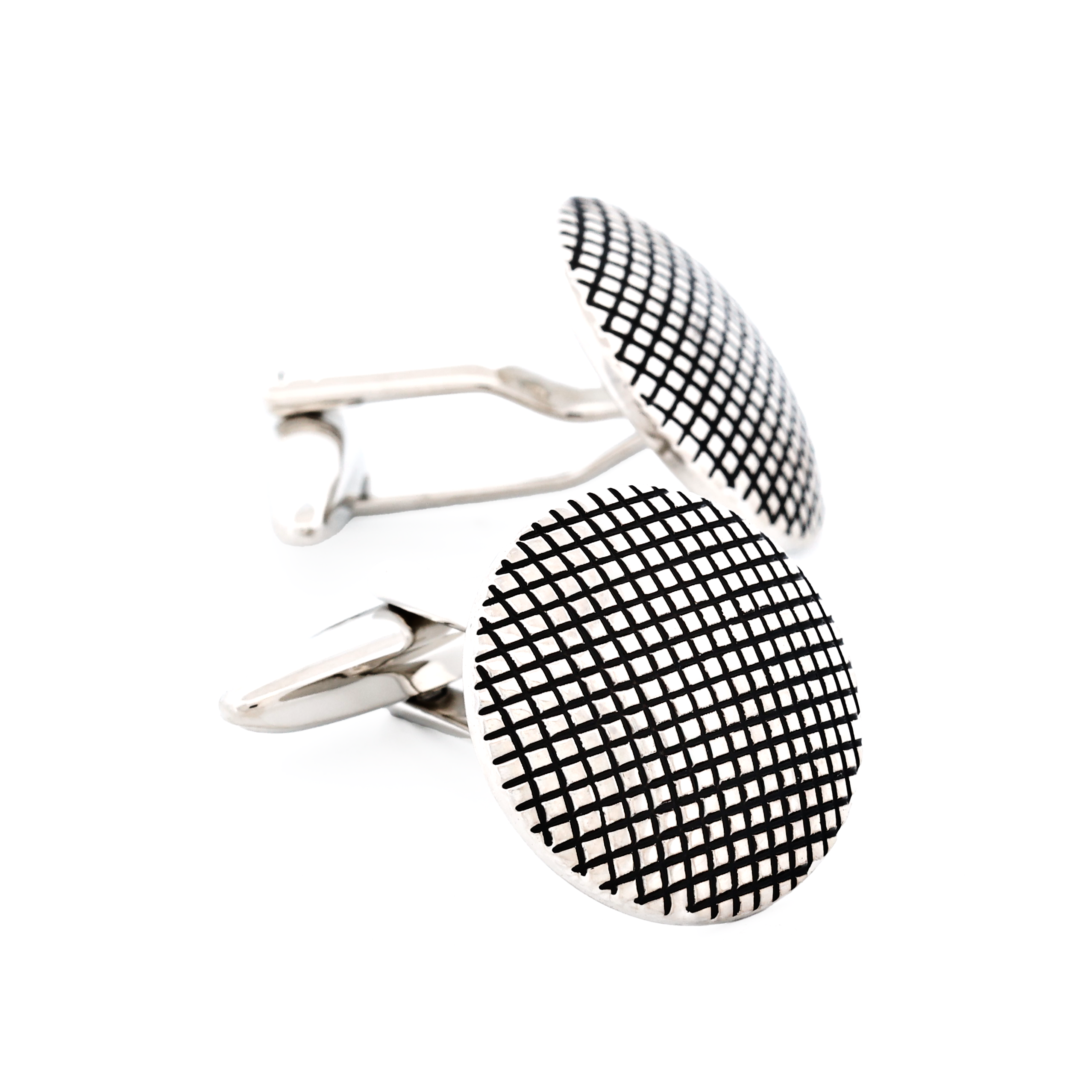 Antique Rhodium Round Cufflinks