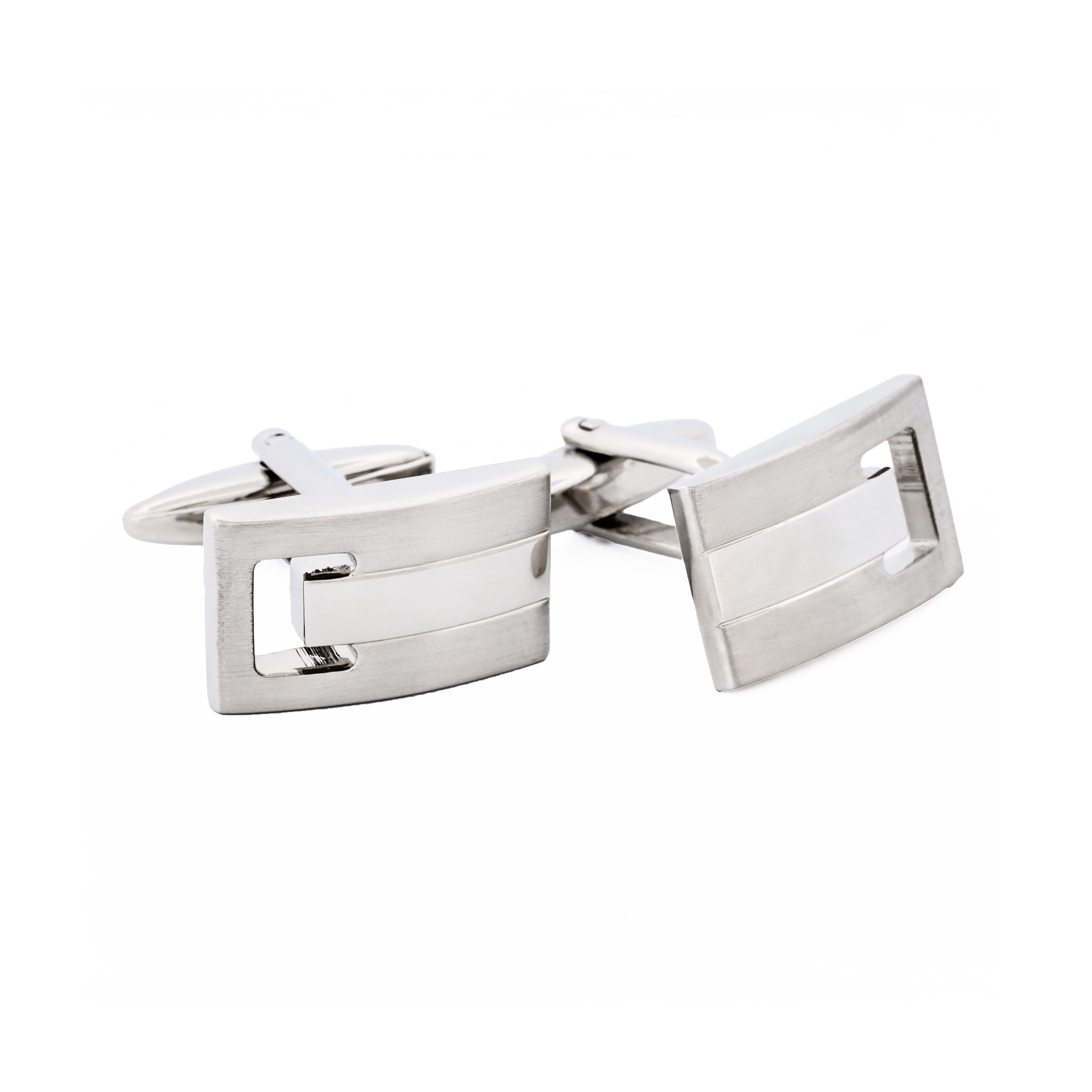 Rhodium Brush Rhodium Cufflinks