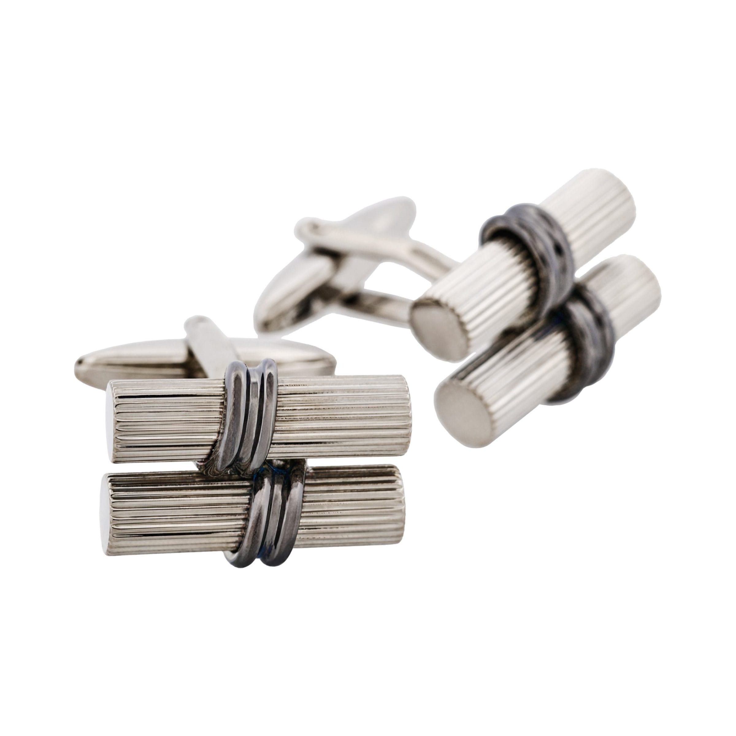 Rhodium & Gun Metal Plated Scroll Cufflinks