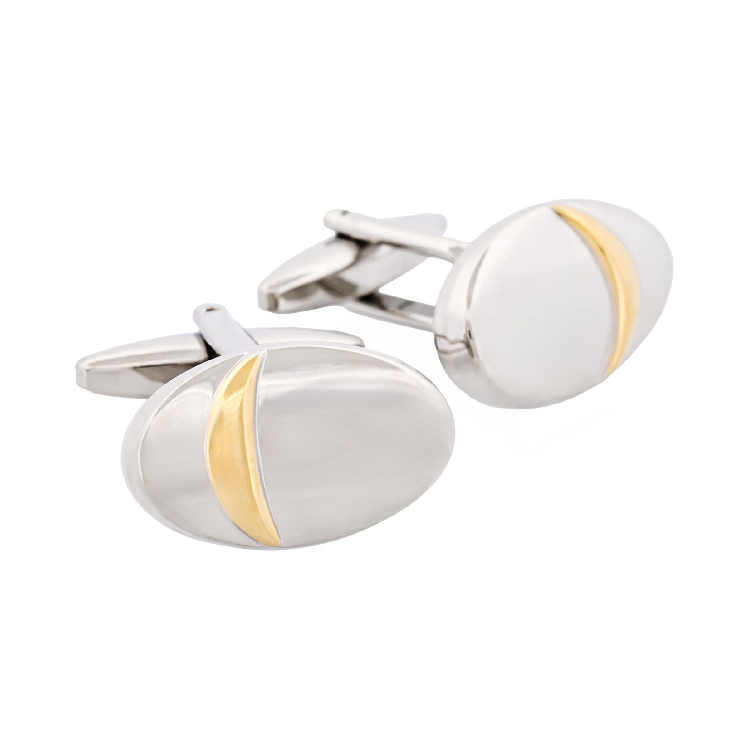 Brushed Rhodium & Polished Gold Cufflinks