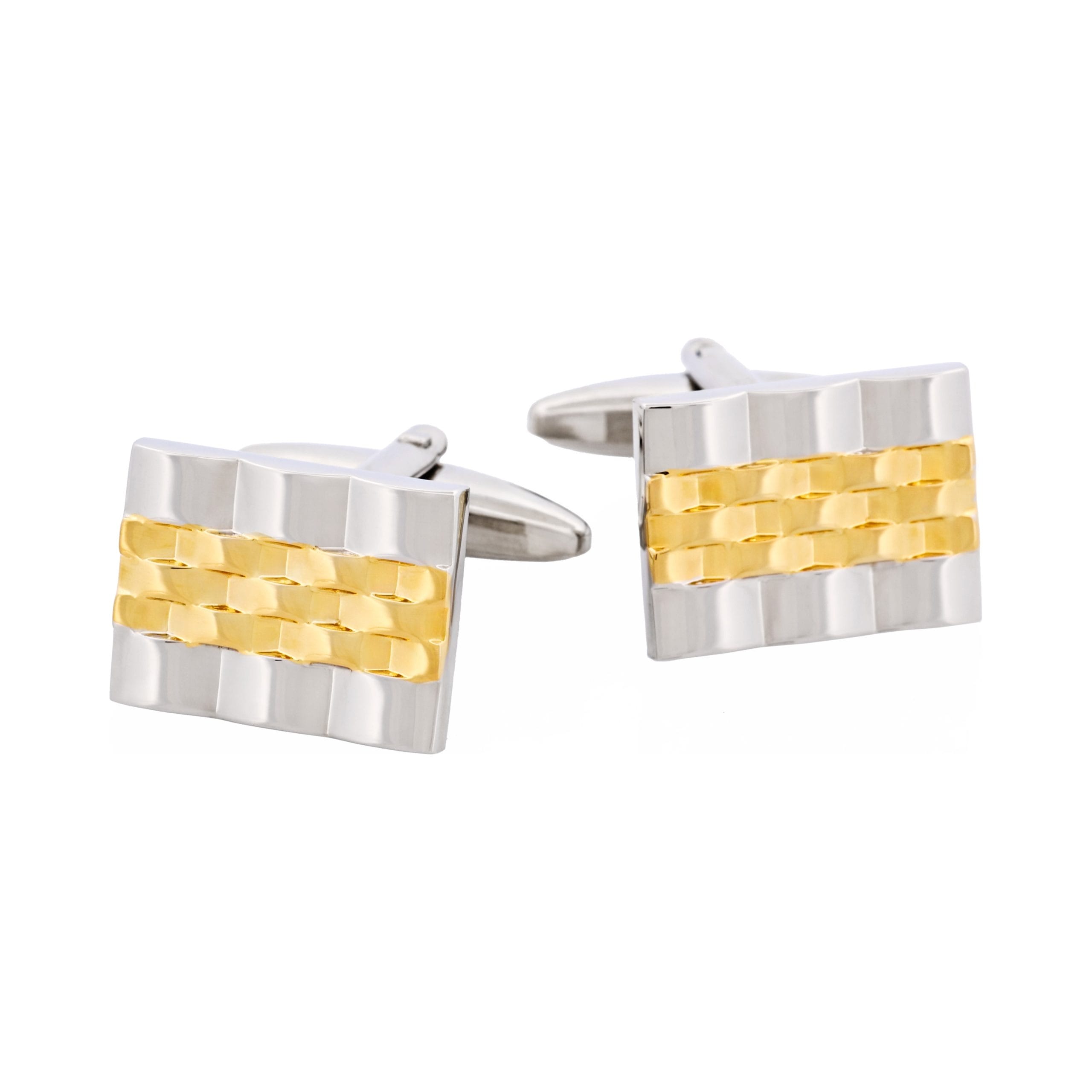 Rhodium & Gold Plated Watchband Patterned Cufflinks