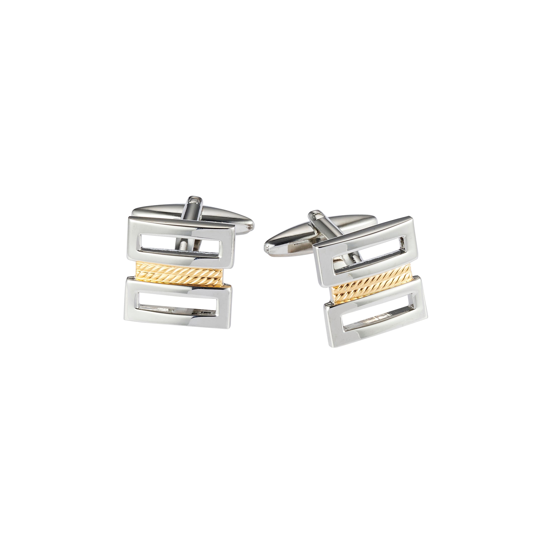 Rhodium & Gold Plated Cable Wire Cufflinks
