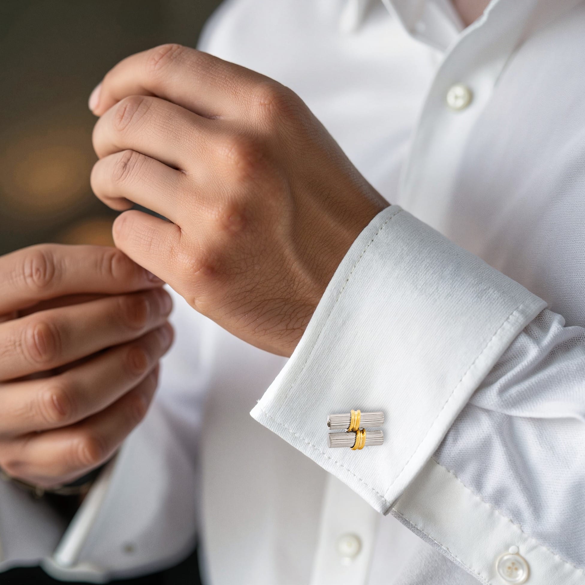 Rhodium & Gold Plated Scroll Cufflinks