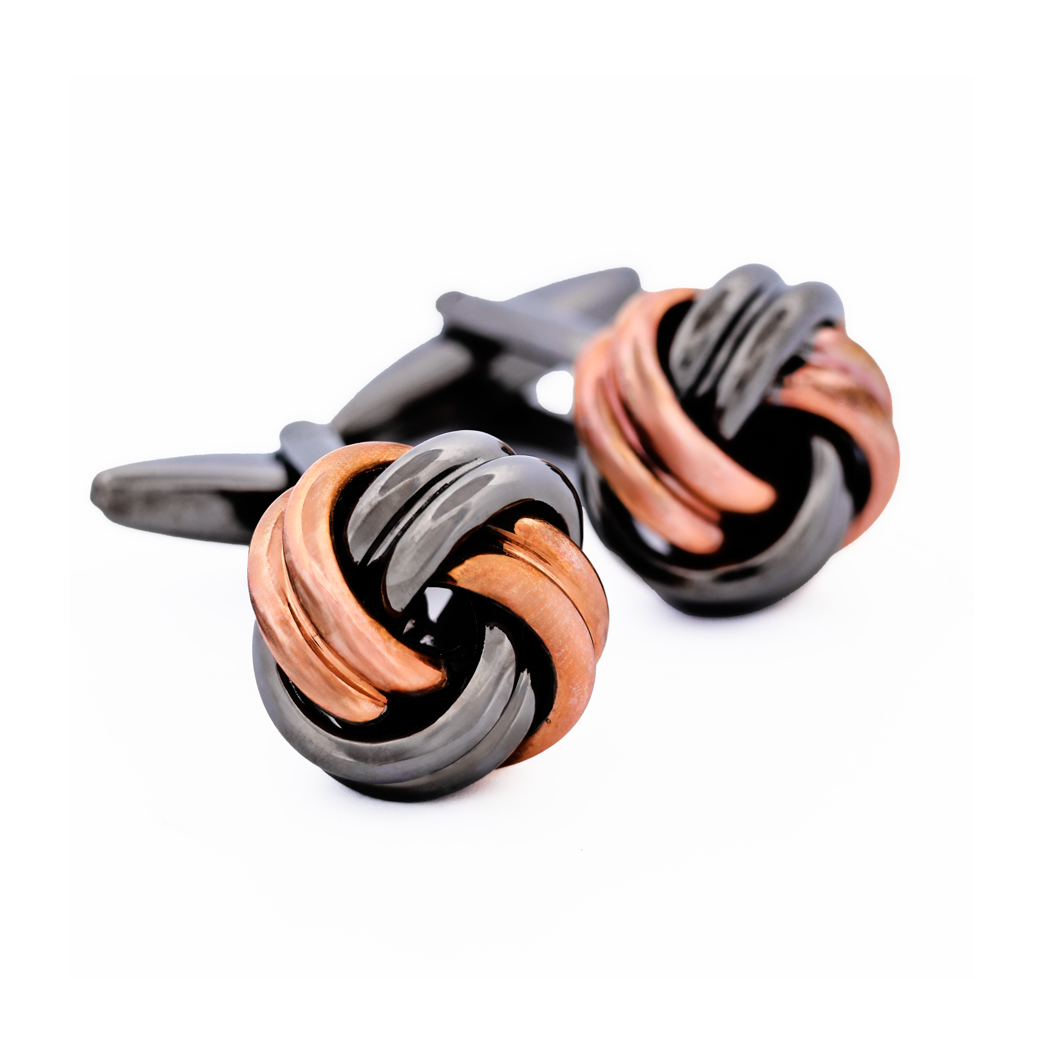 Rose Gold Gun Melarge Knot Cufflinks