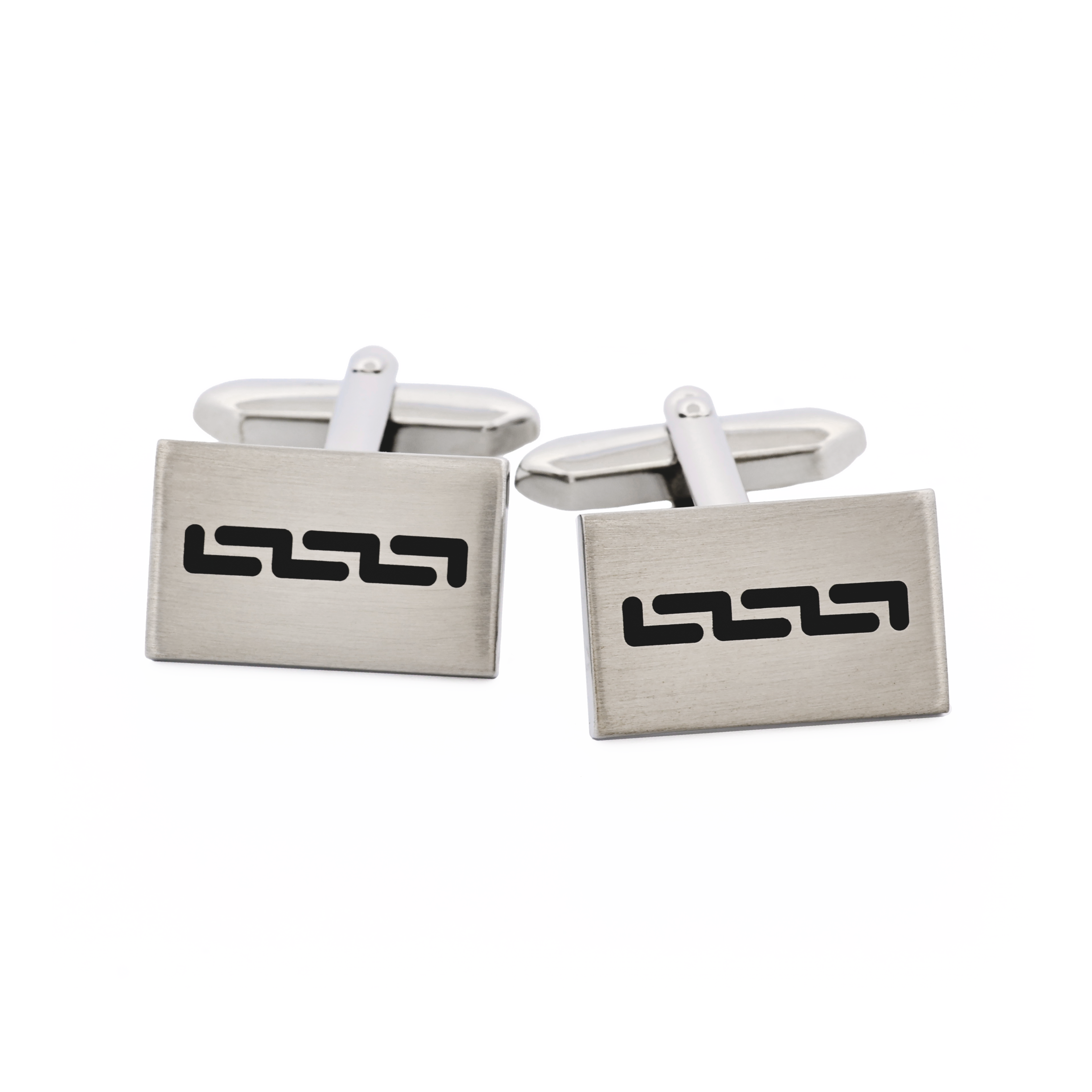 Rhodium Black Enamel Cufflinks